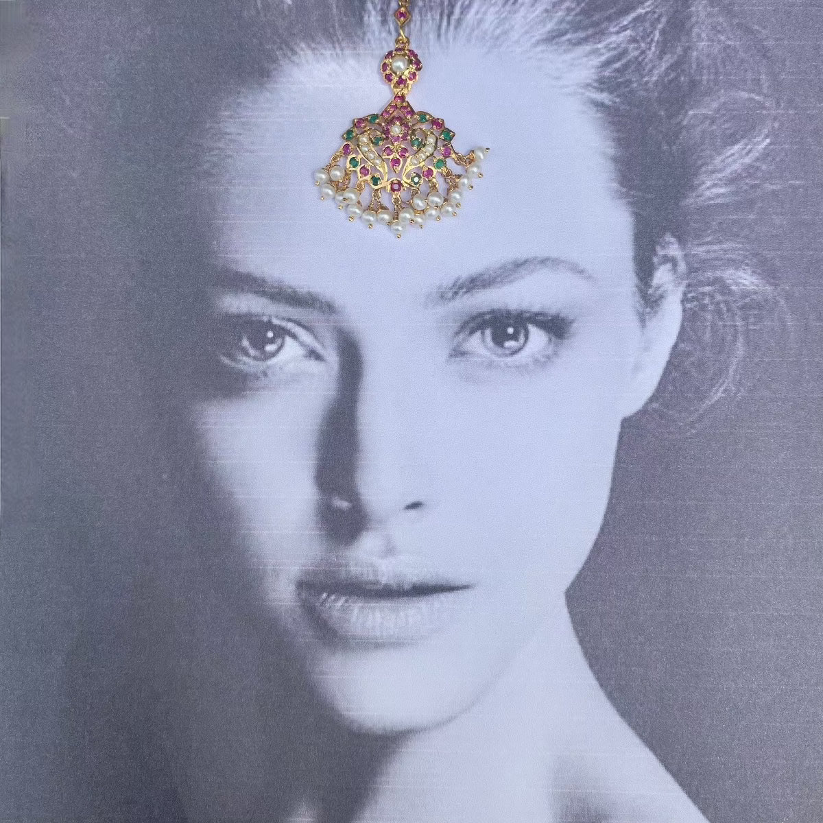 jadau maang teeka in gold plated silver