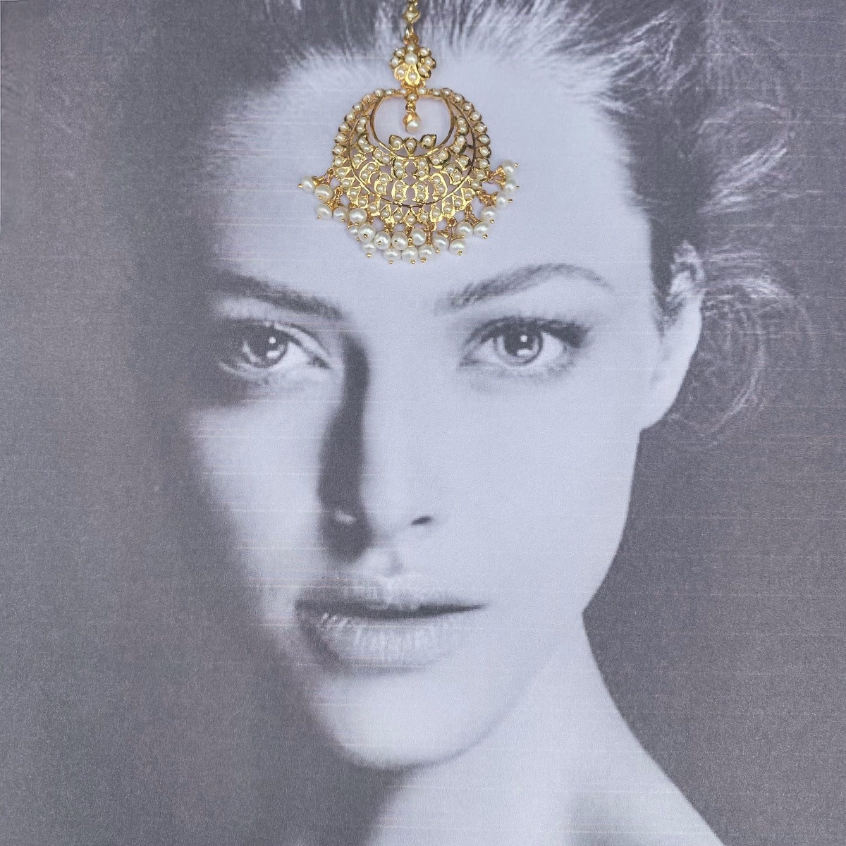 pearl maang teeka gold plated silver
