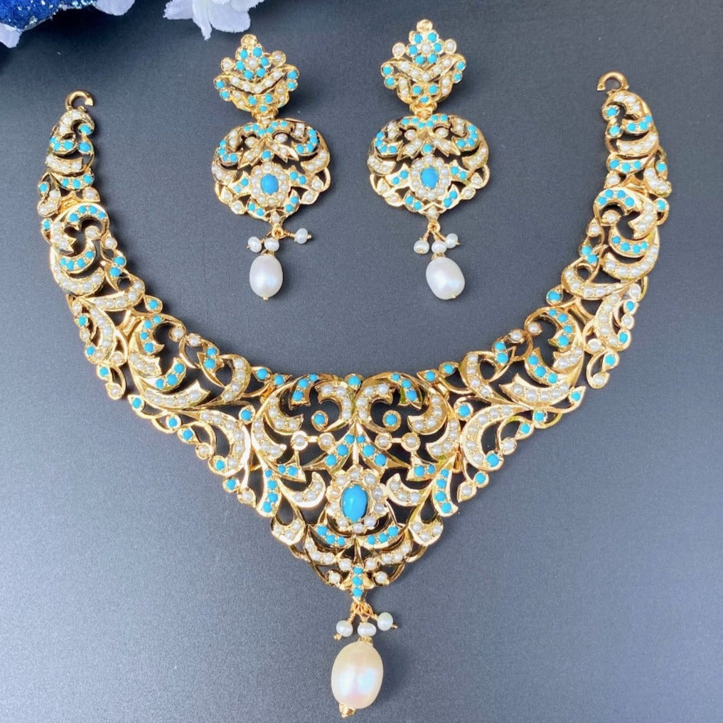 gold plated silver necklace set
