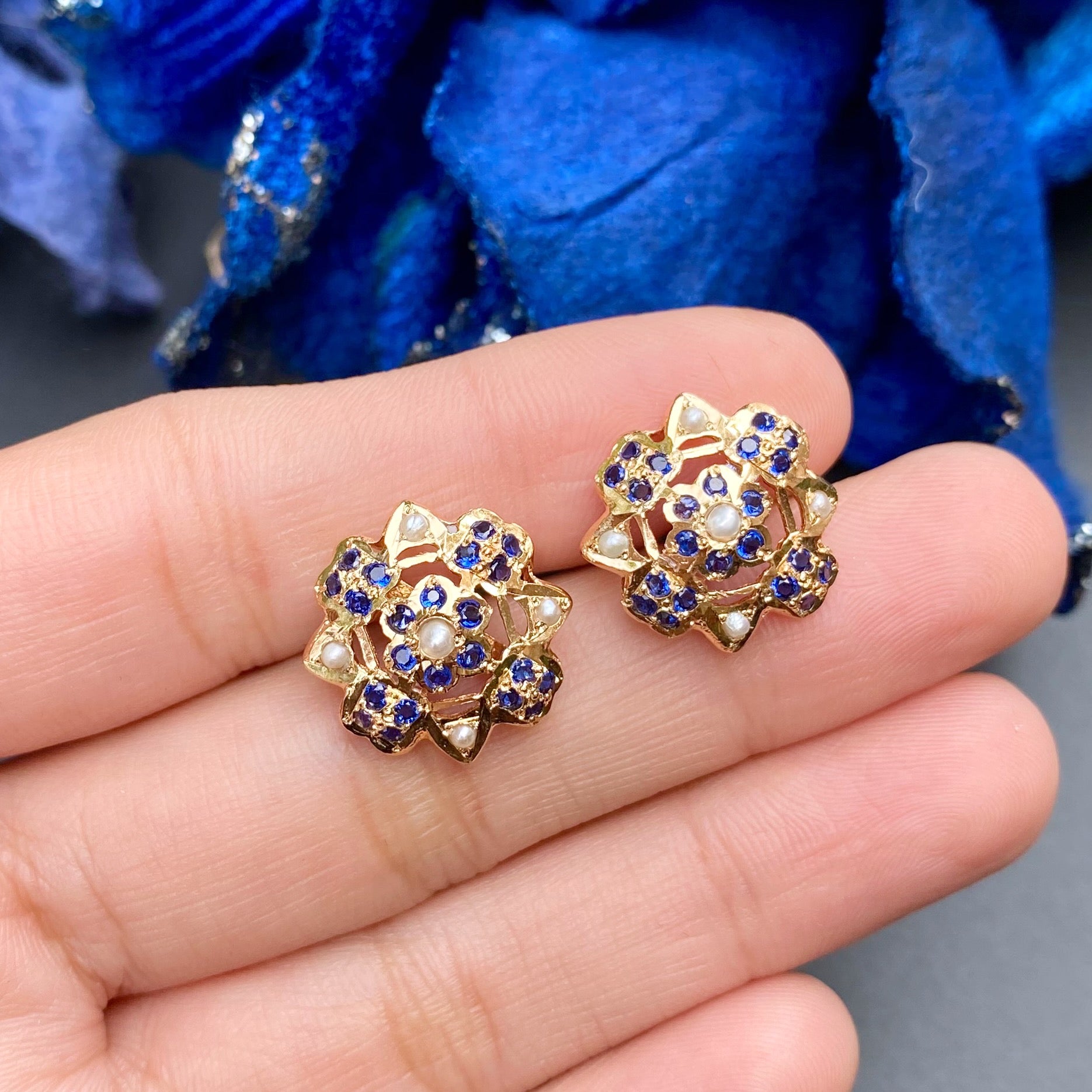 blue stud earrings