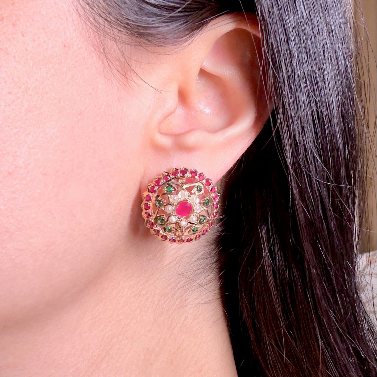 stone stud earrings