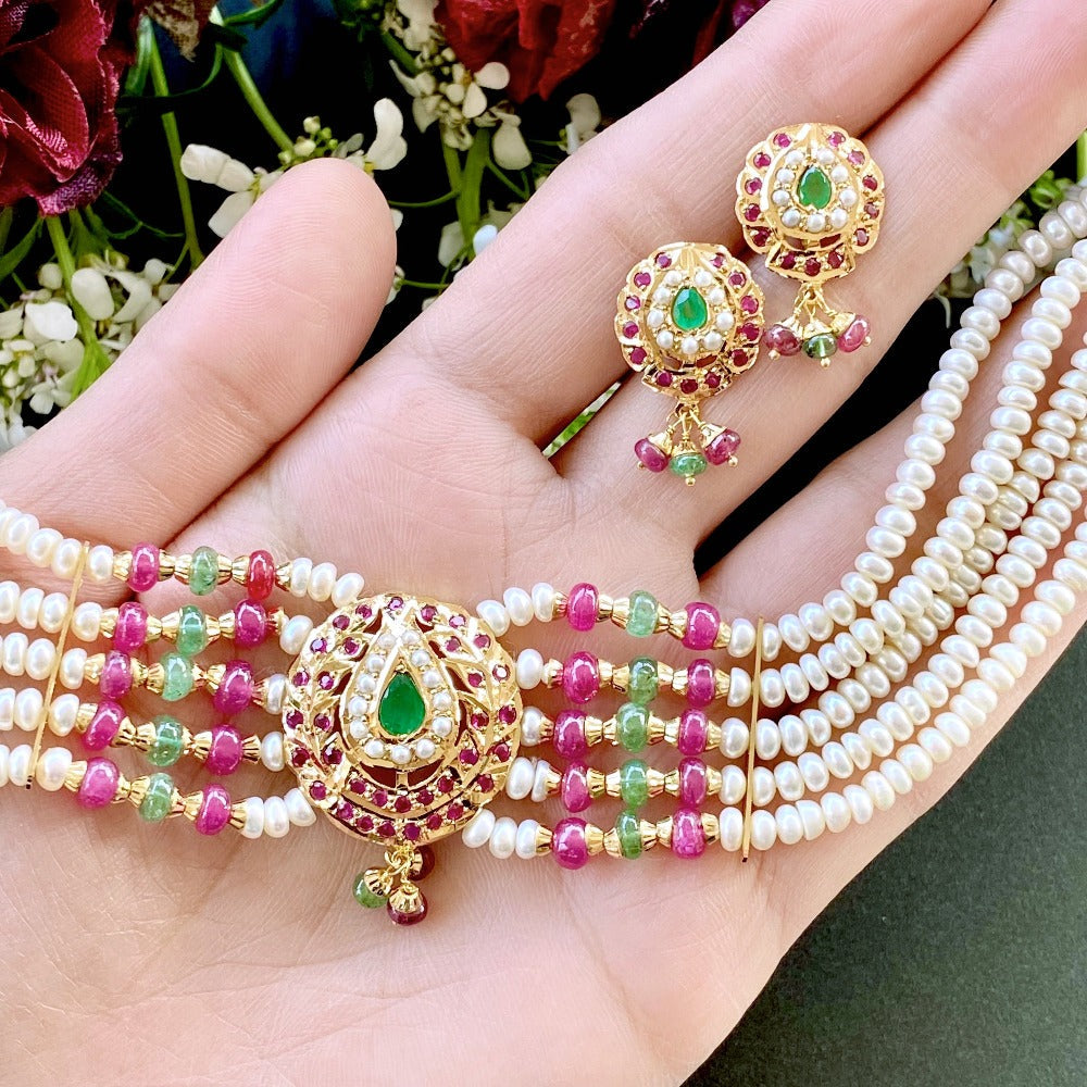 Minimalistic Gold Choker Set | Real Jadau Jewelry on 22k Gold GNS 032