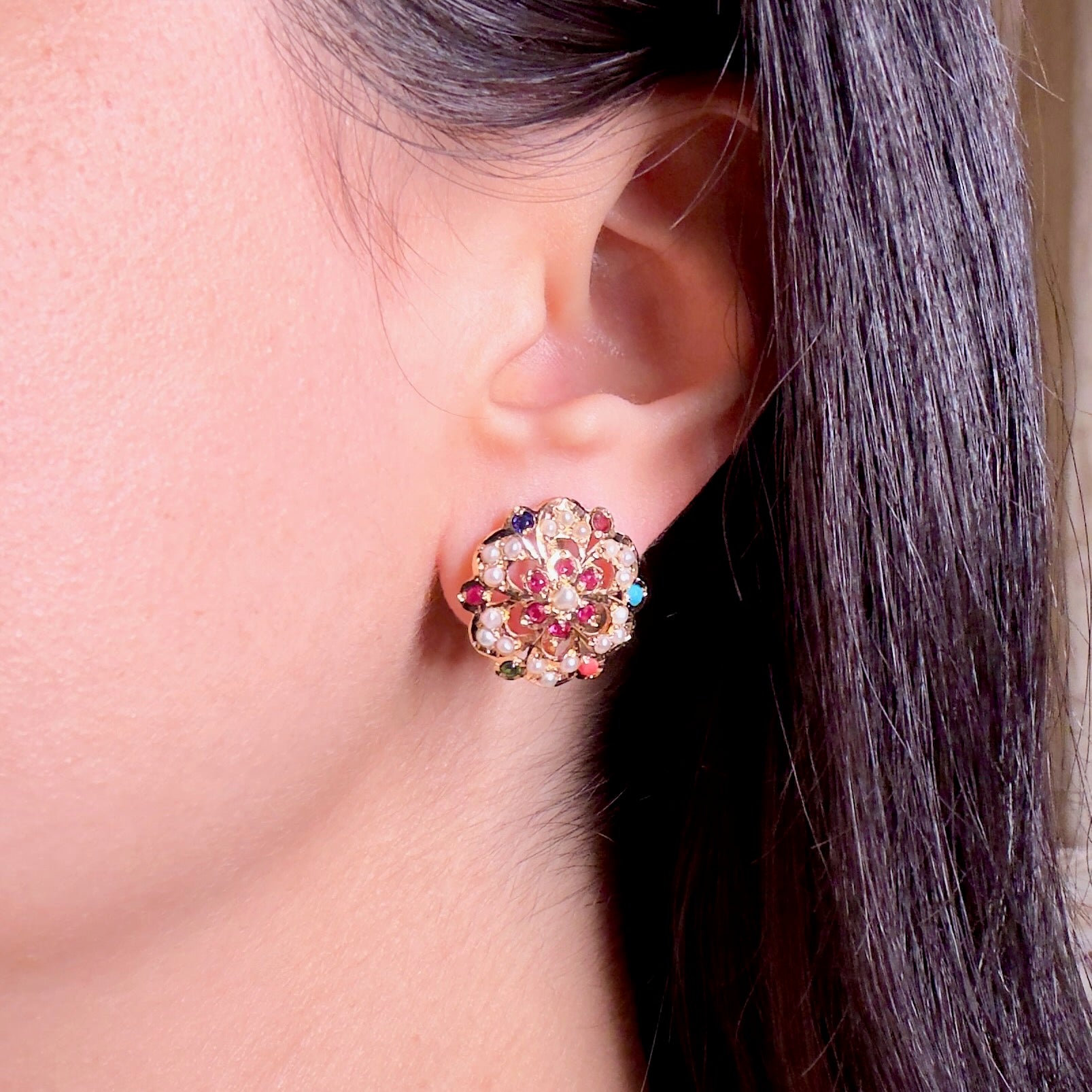fine navratna stud earrings
