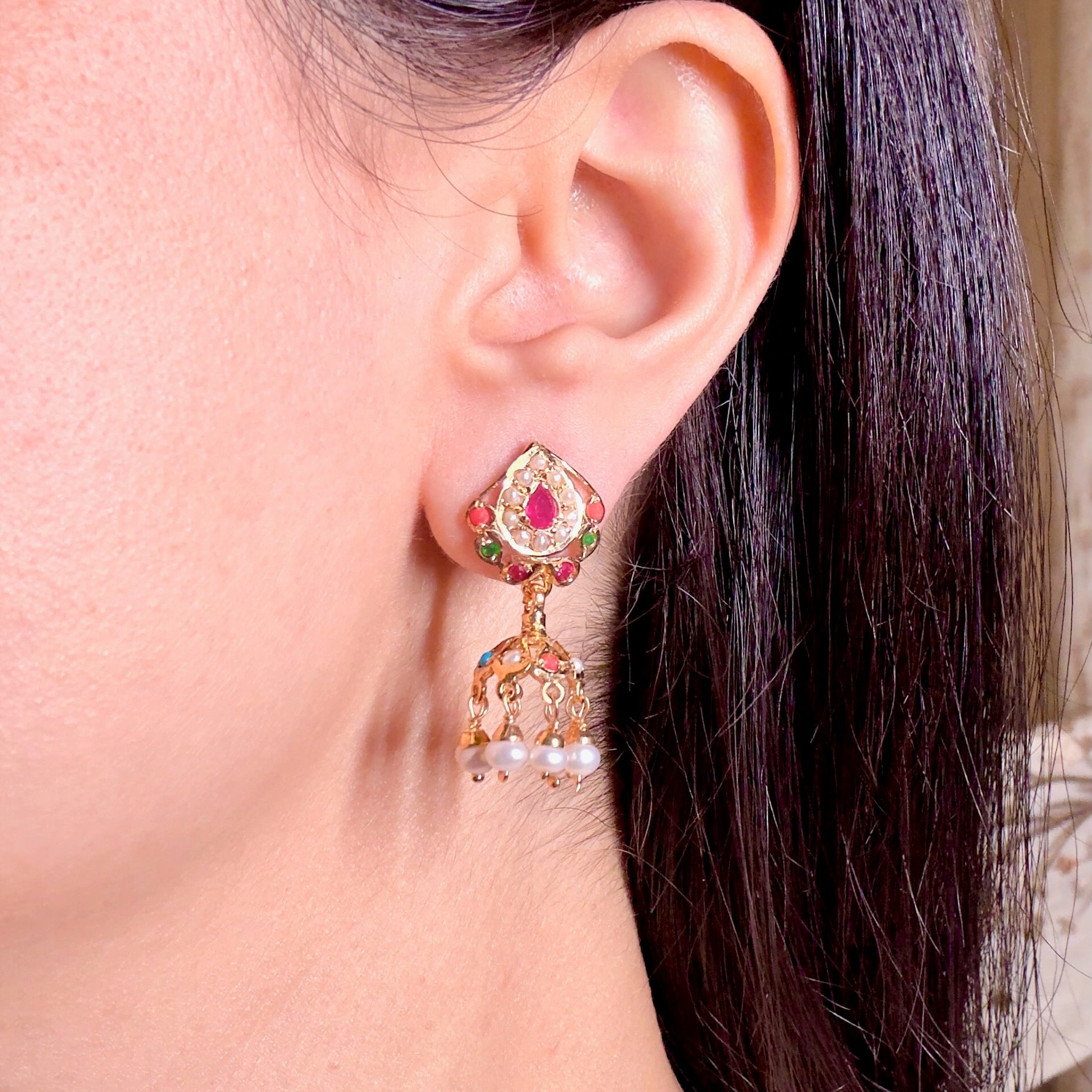 small navaratna jhumki