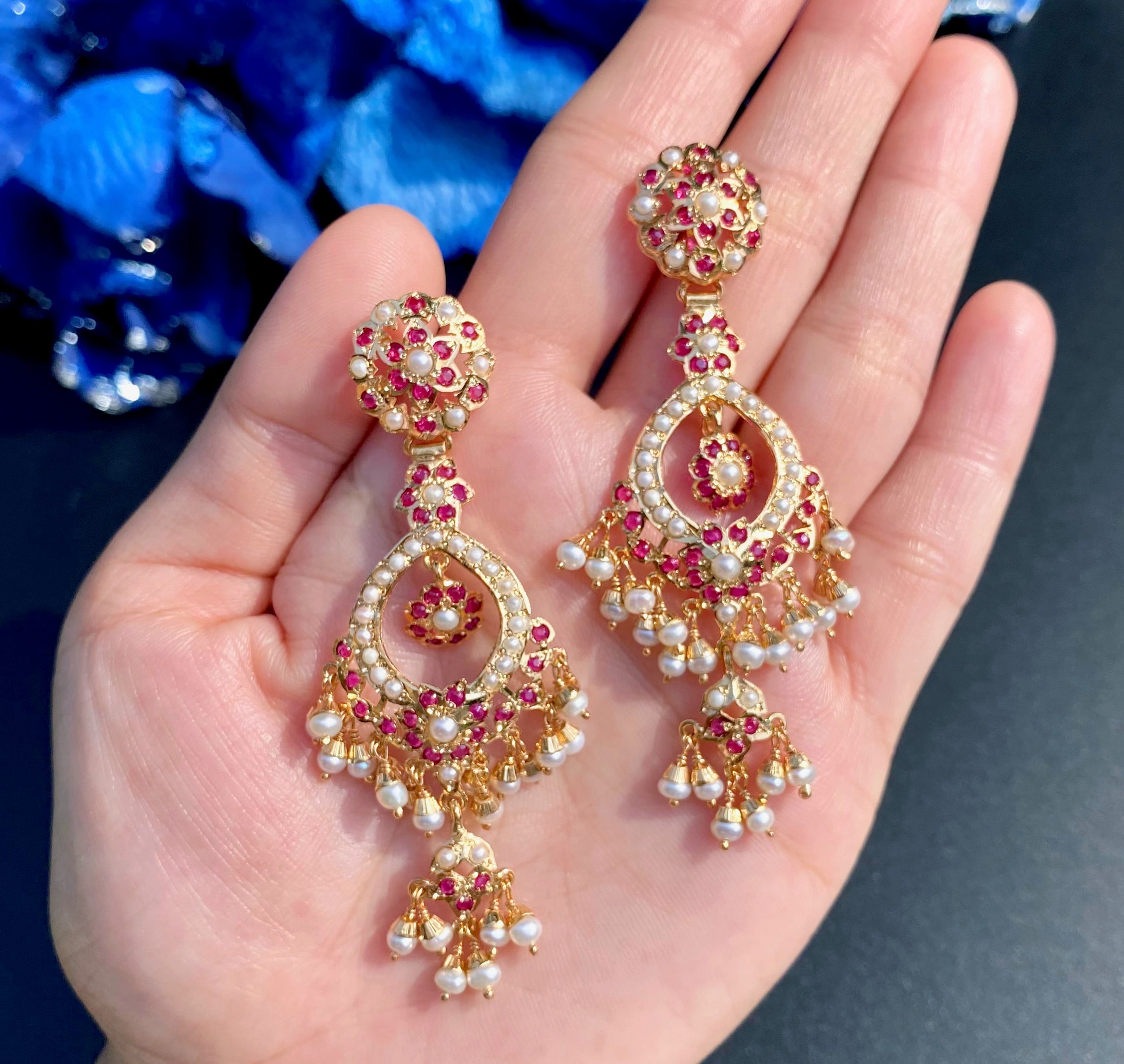 Ruby Pearl Floral Jadau Choker Set | Gold Plated on Silver NS 464