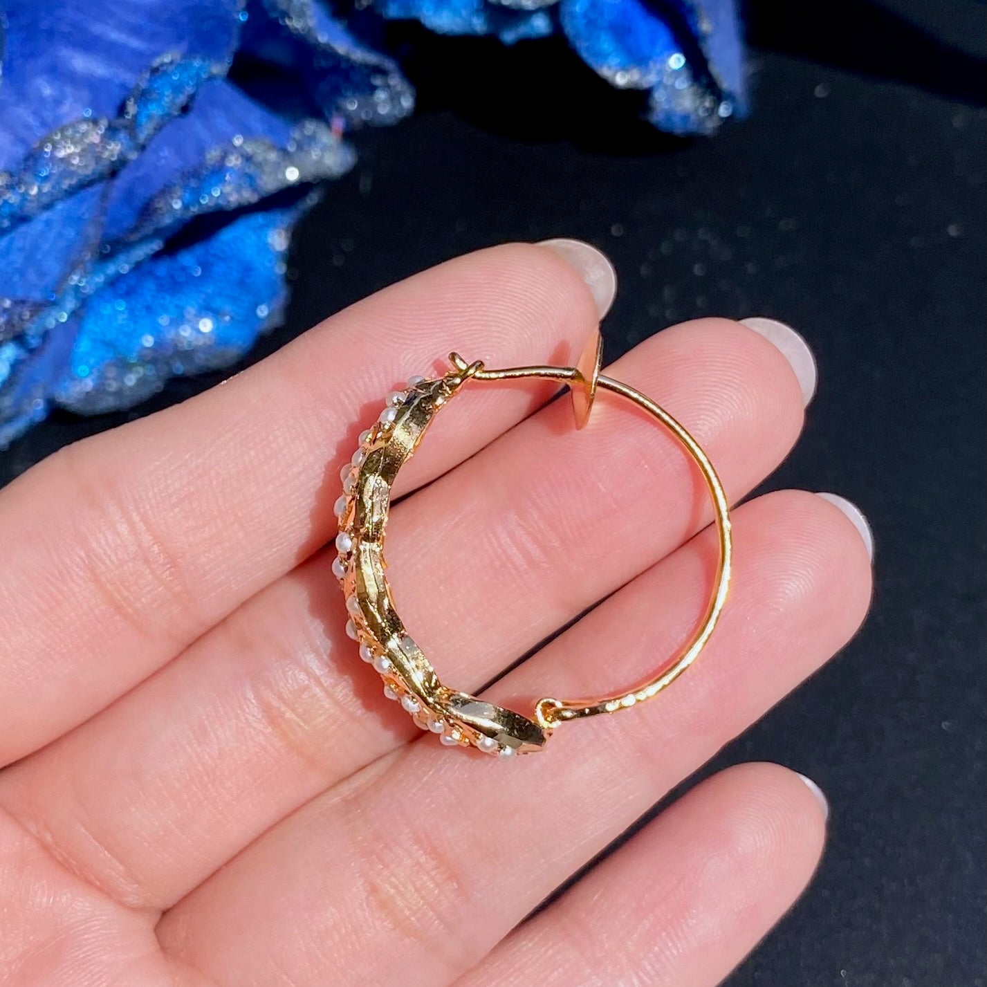 pearl hoop earrings silver gold plated