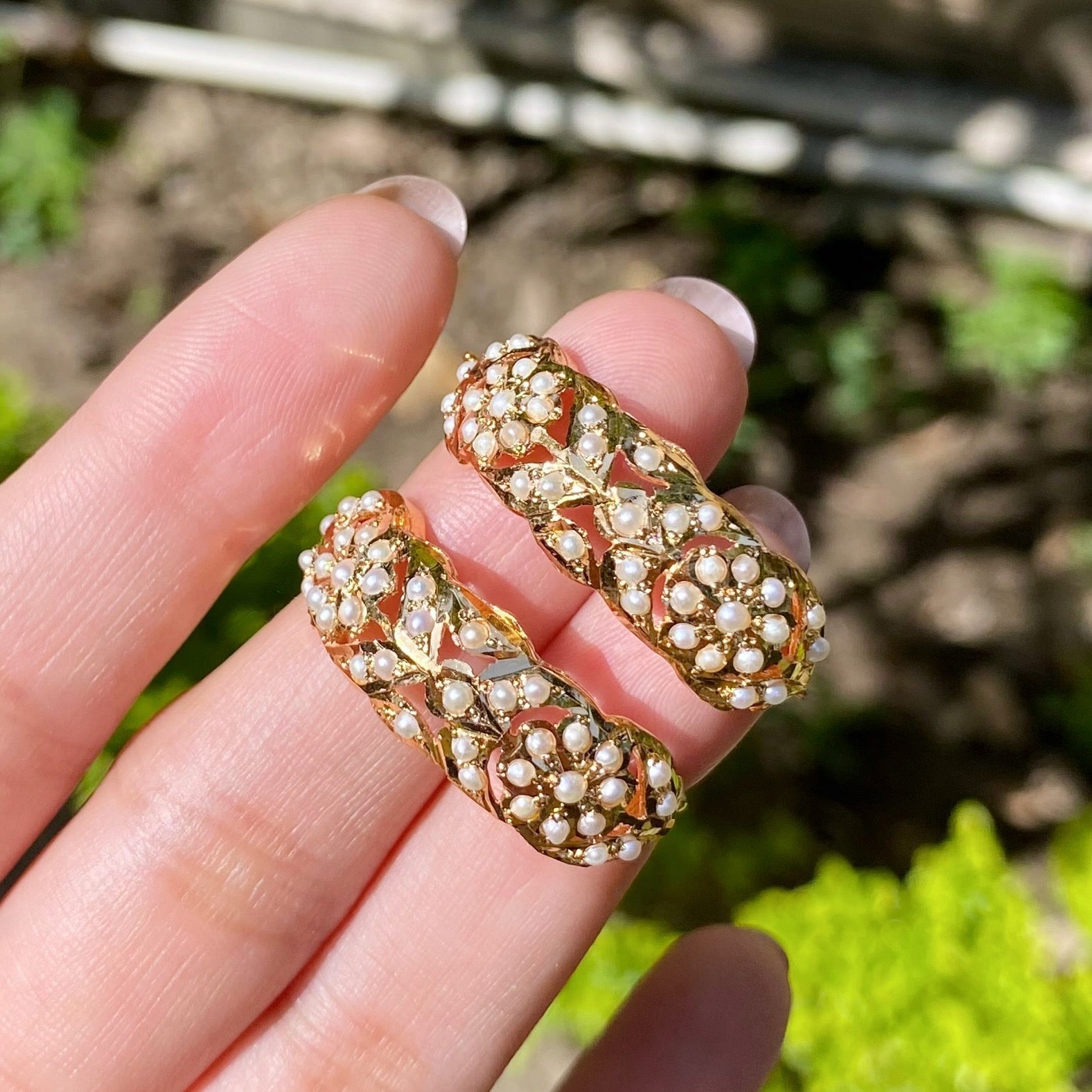 pearl hoop earrings silver gold plated