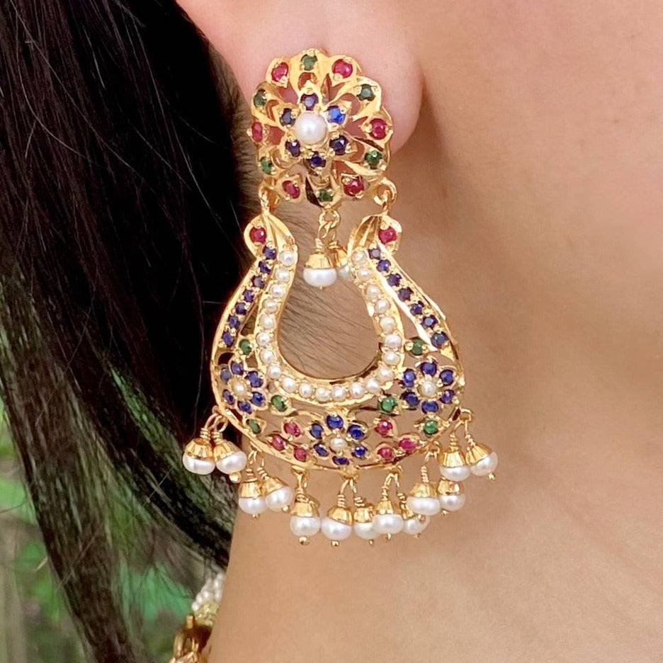 jadau earrings gold plated
