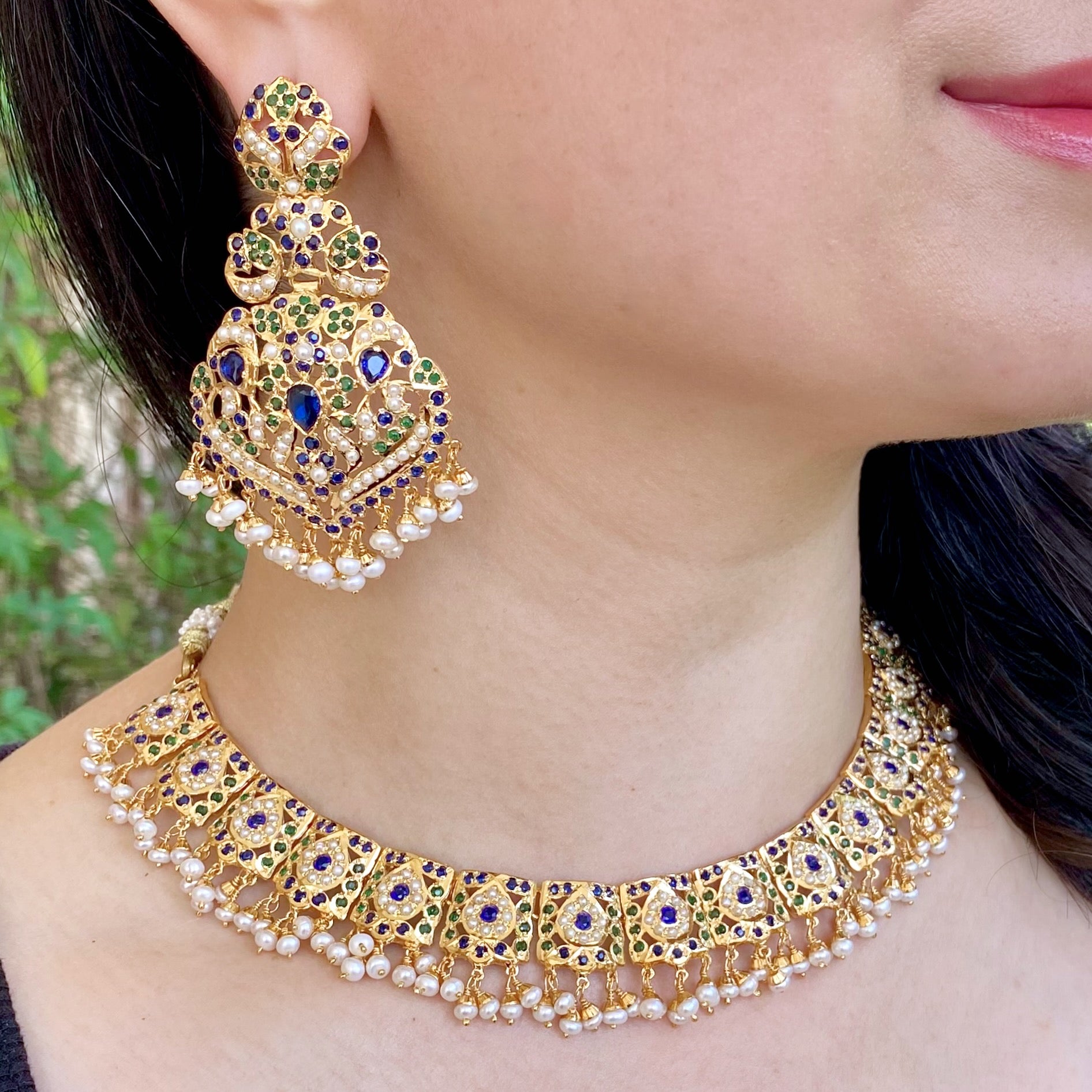 Necklace Set with Statement Earrings | Traditional Indian Jewellery NS 286