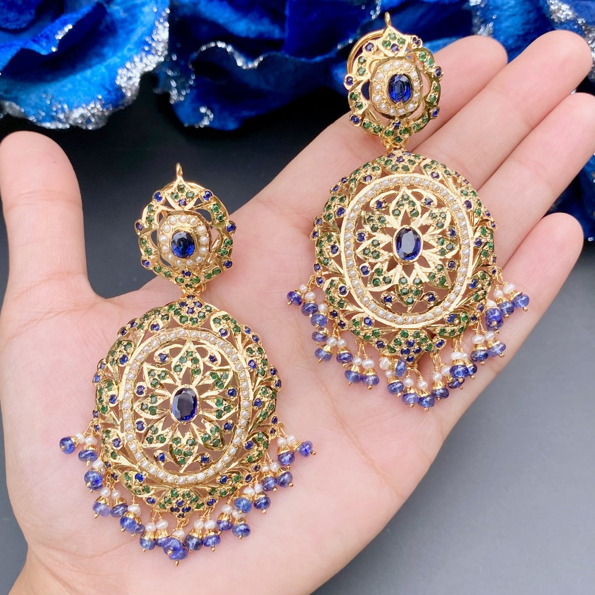 deep blue stone earrings 