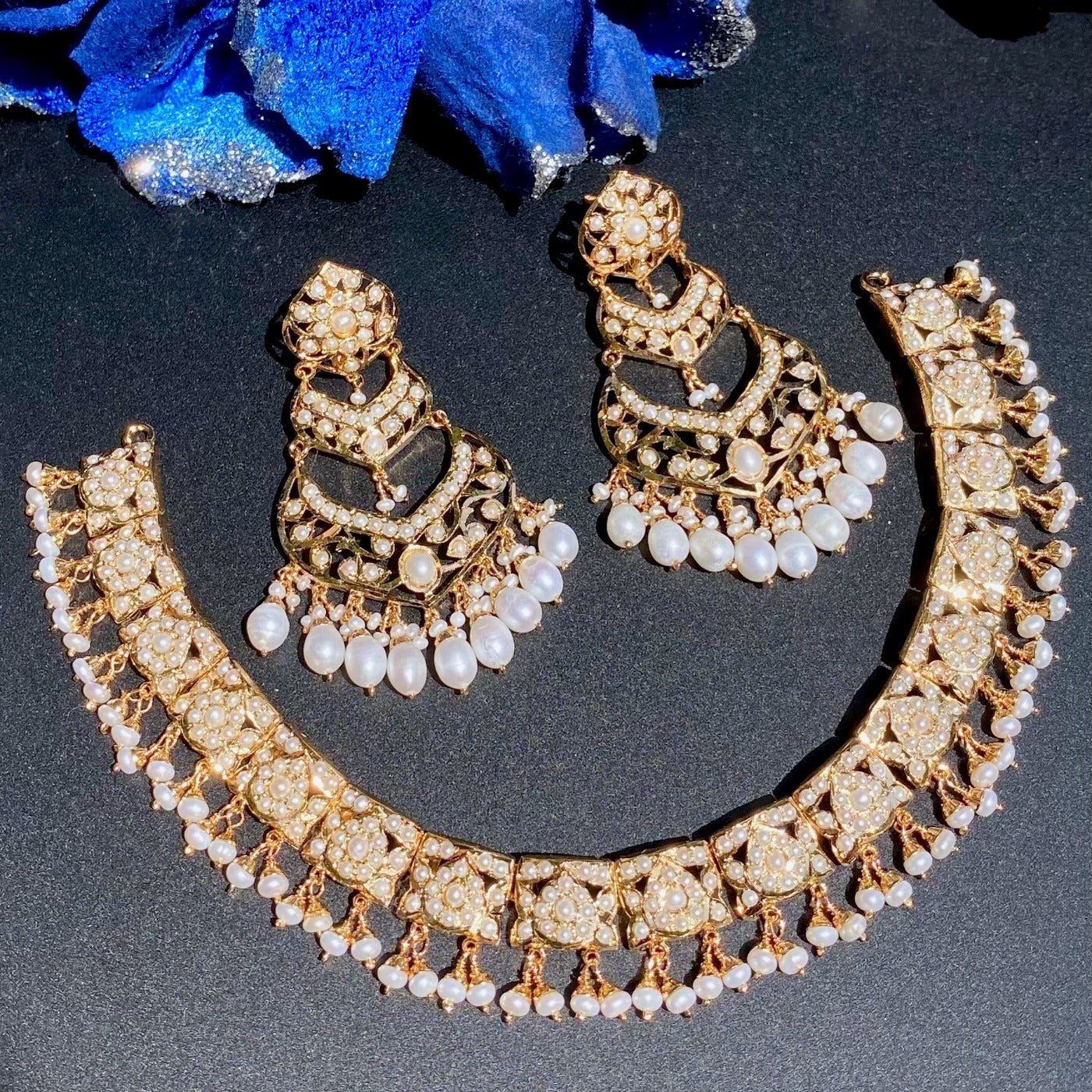 punjabi jadau pearl necklace set