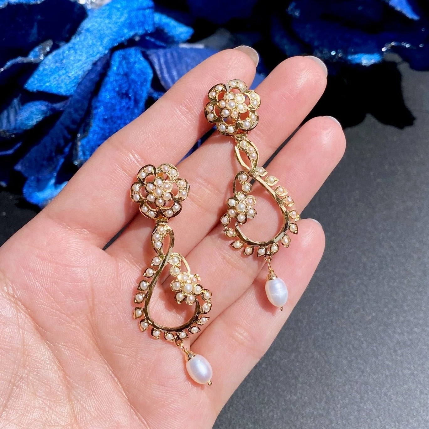 lightweight pearl chandbali