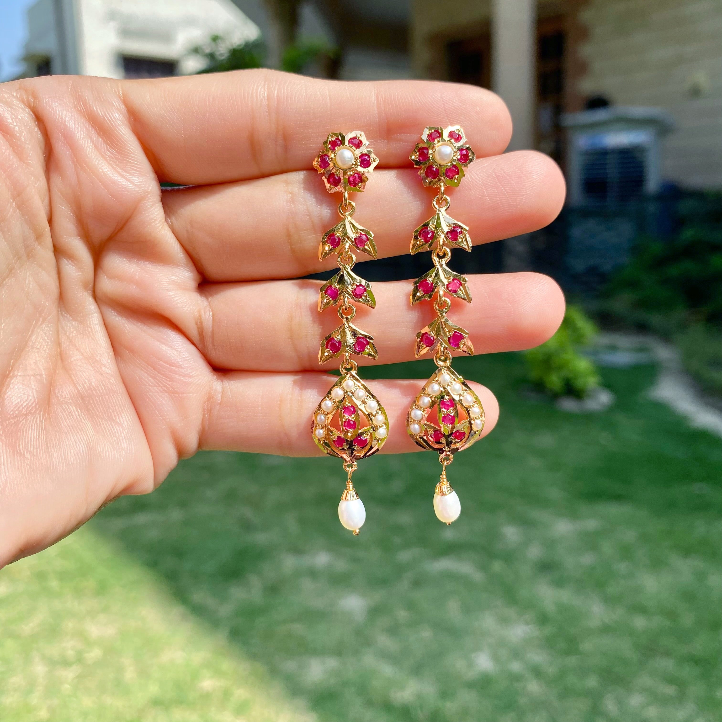 Long Flowing Delicate Earrings | Sterling Silver with Gold Plating ER 723