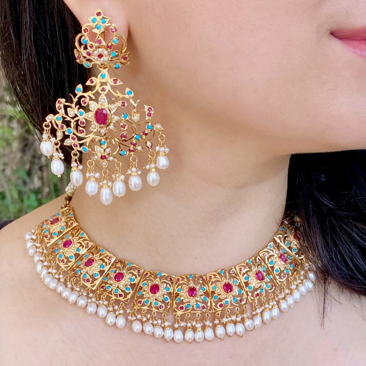 broad gold plated silver necklace