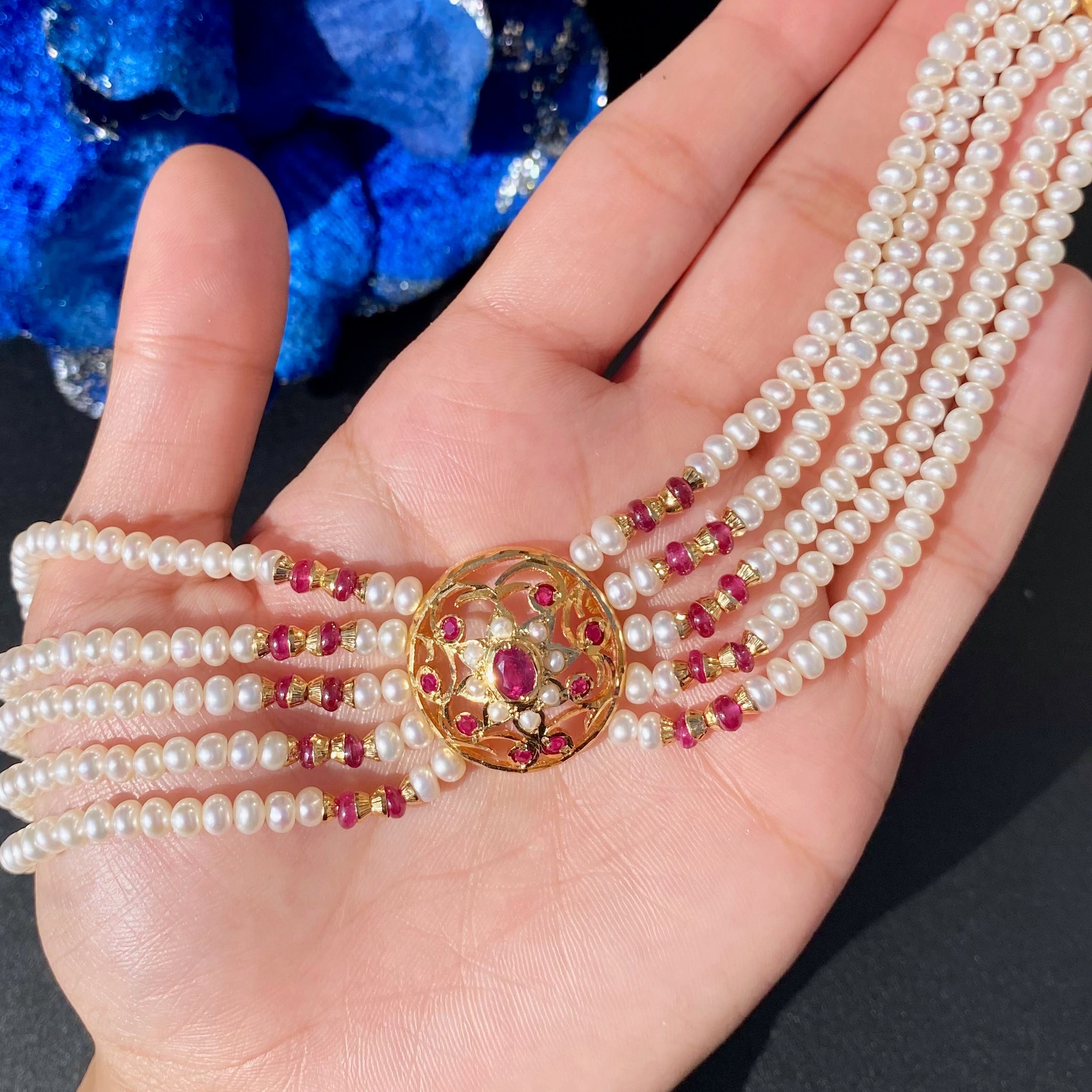 delicate ruby choker gold plated