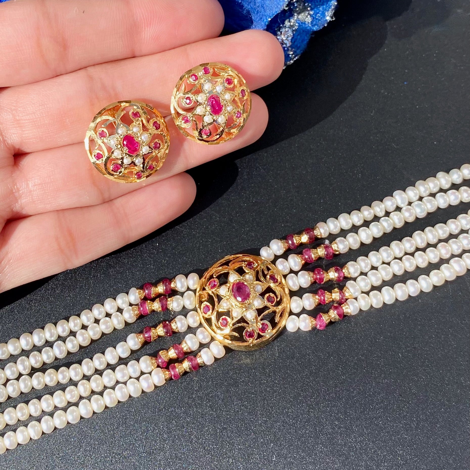 delicate ruby choker gold plated