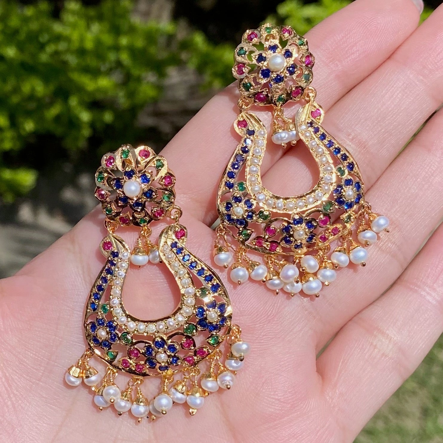 jadau earrings gold plated
