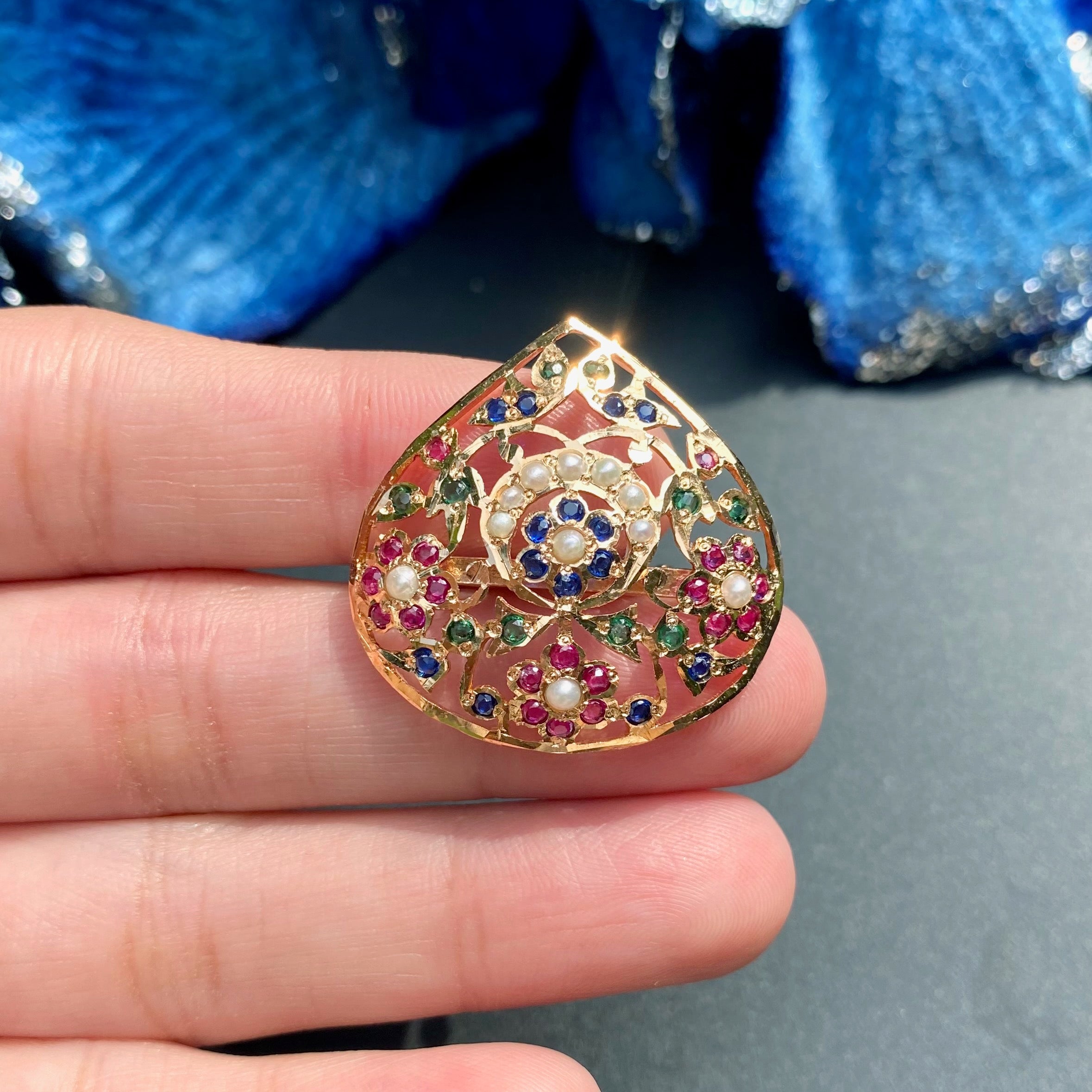 Statement Jadau Cocktail Ring | Gold Plated on 925 Silver LR 118