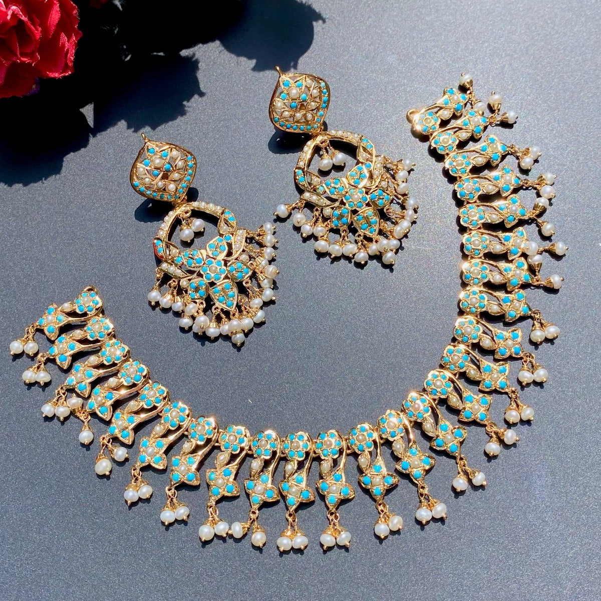 firoza necklace set gold