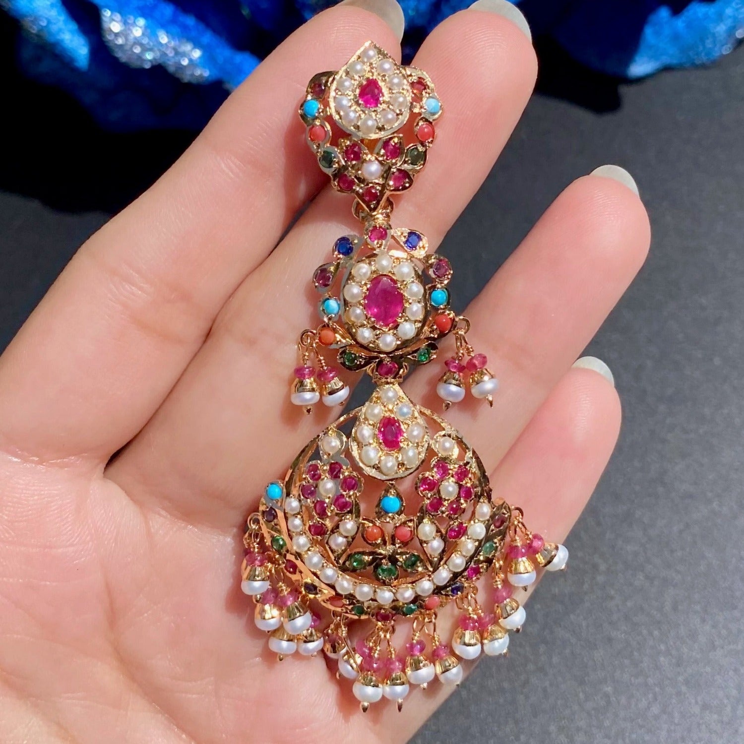 long navratna danglers
