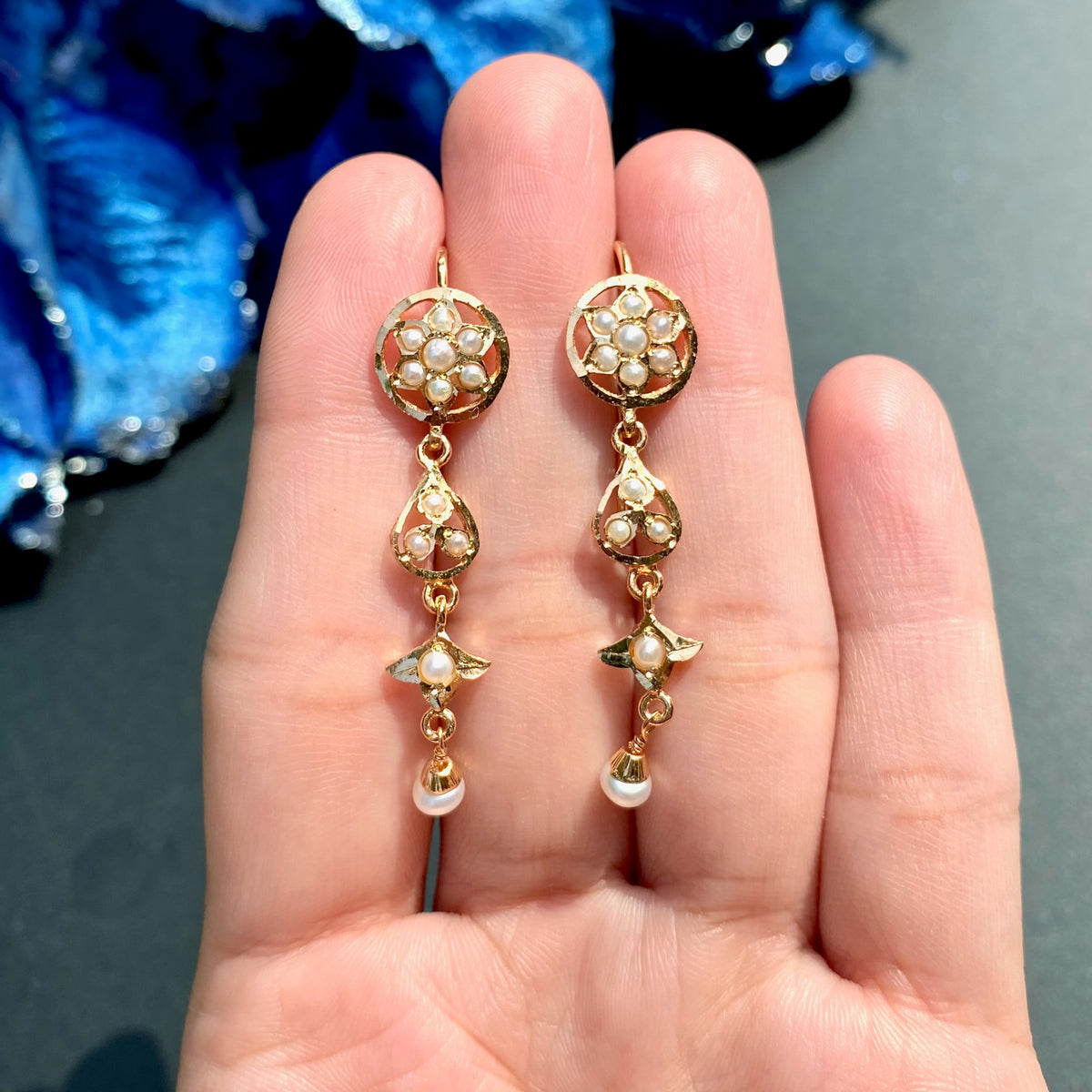 Pearl Floral Drop Earrings ER 776