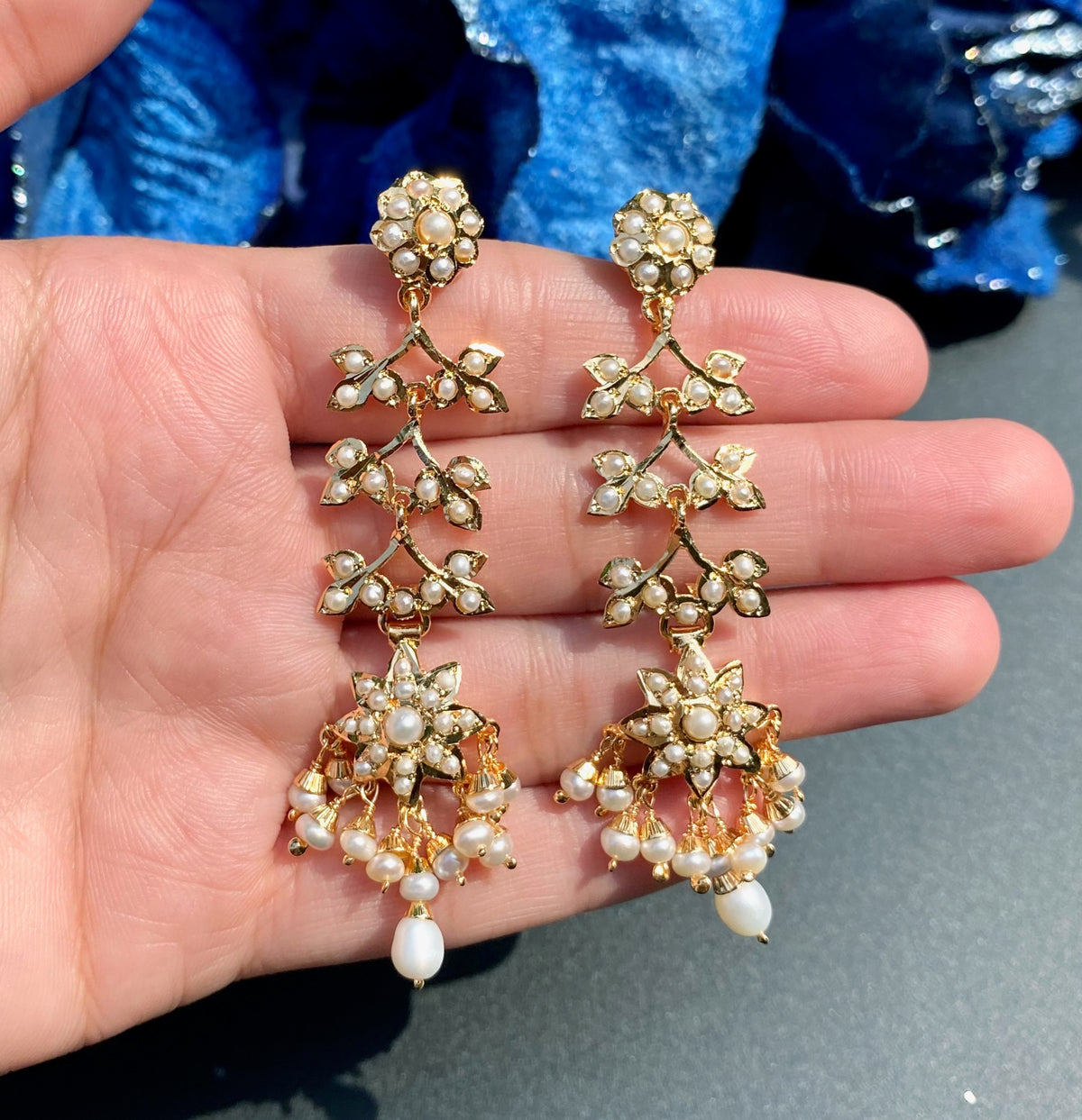 Pearl Drop Jadau-Style Necklace Set | Freshwater Pearls & 925 Silver with Gold Plating NS 481