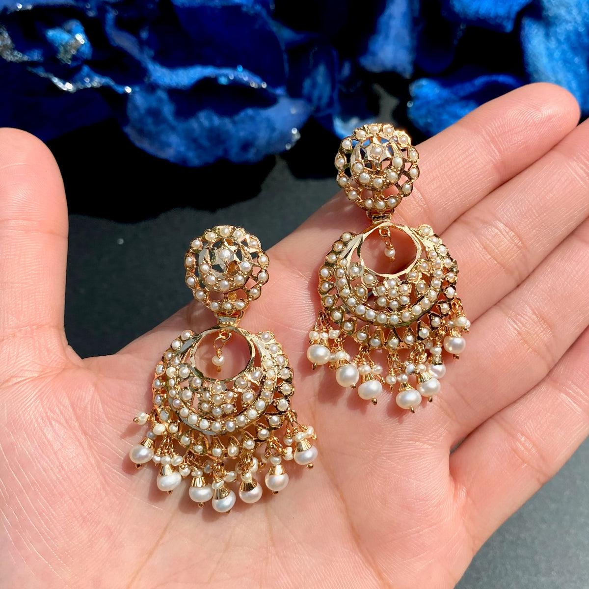 Exquisite Pearl Choker paired with Chandbali Earrings | Gold Plated Silver NS 489