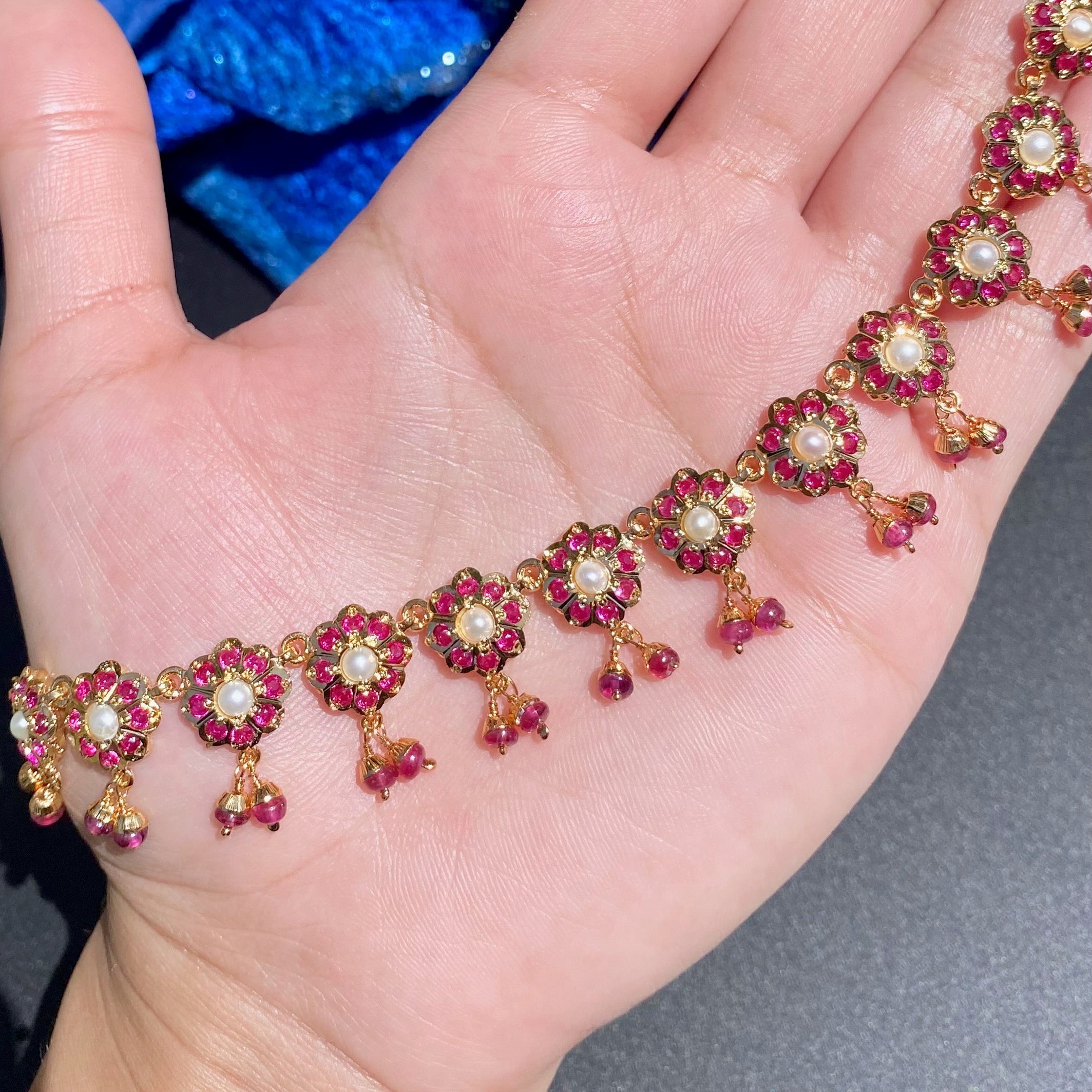 latest design in ruby necklace set