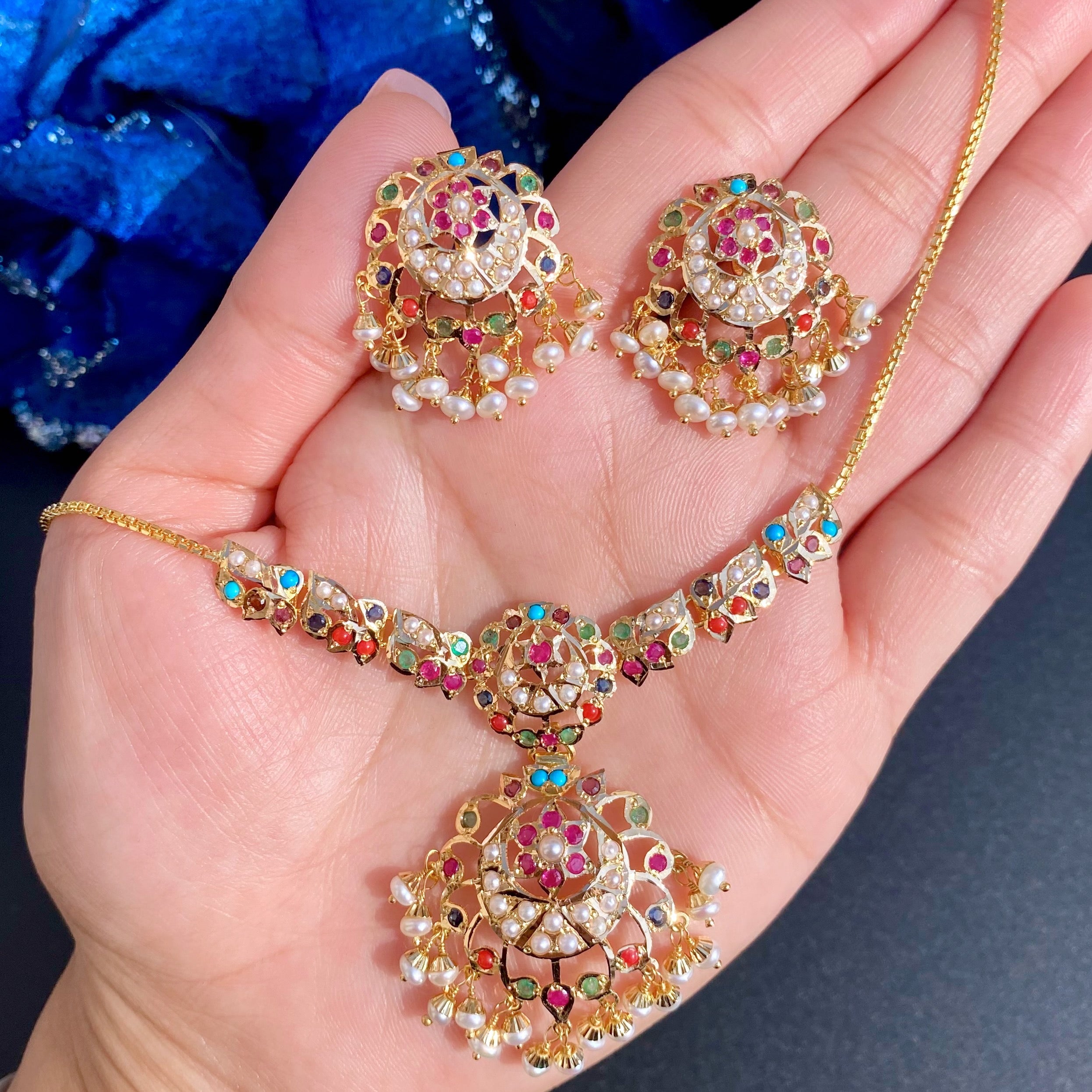 light weight navratna gold set