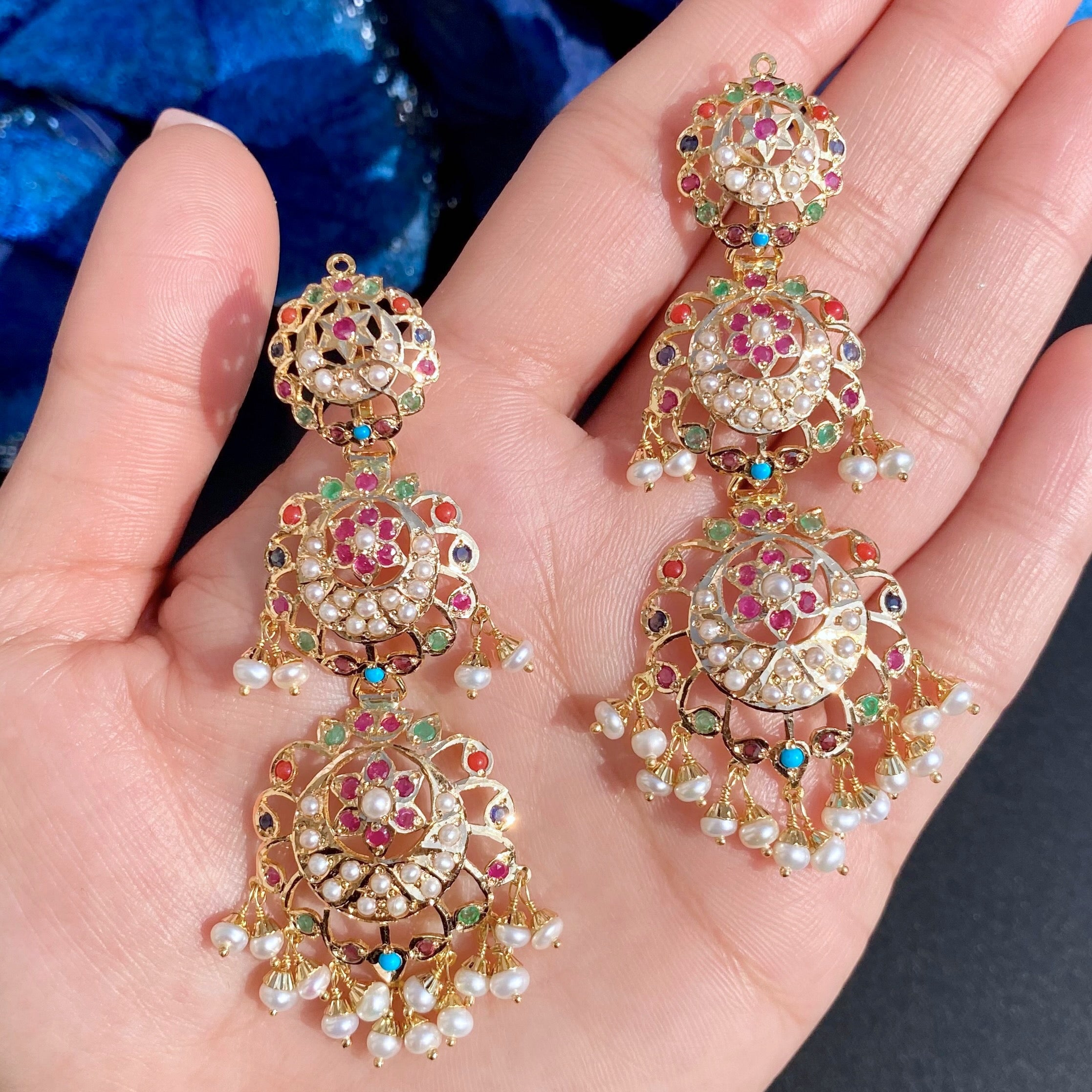 navratna necklace earrings set