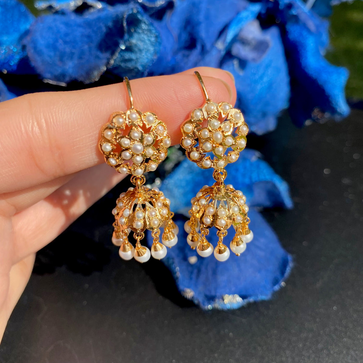 Dainty Pearl Jhumki | Gold Plated on 925 Silver ER 808