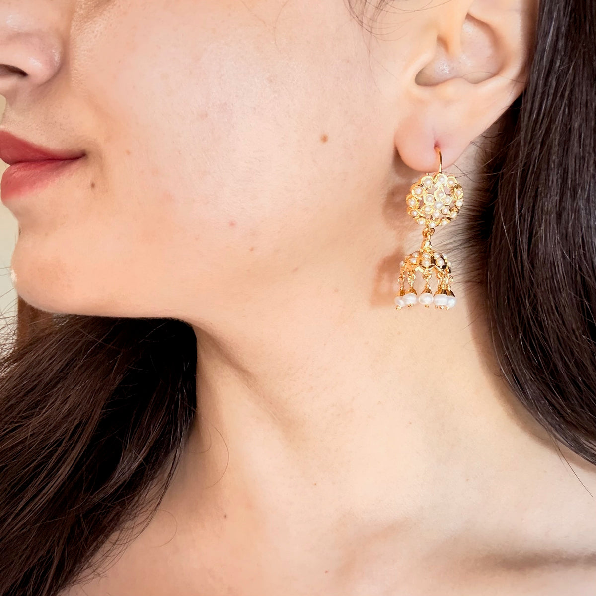Dainty Pearl Jhumki | Gold Plated on 925 Silver ER 808