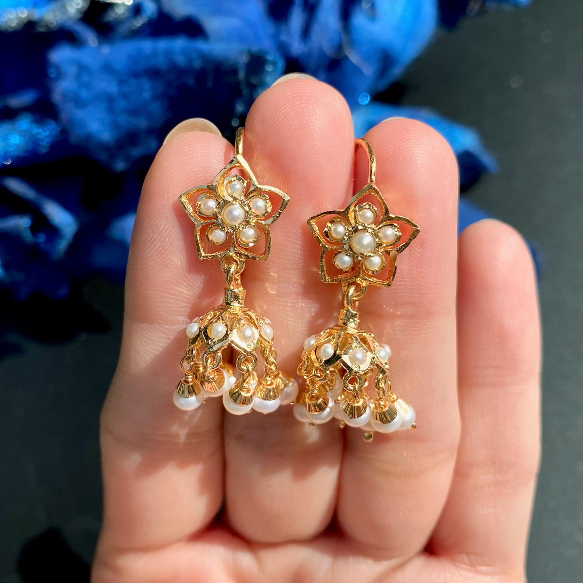 Dainty Pearl Jhumka with Fish hook Closure | Gold Plated on Silver ER 810