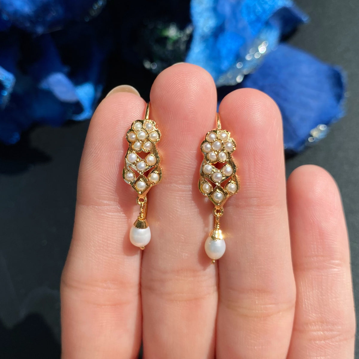 Dainty Pearl Earrings with Fish-hook Closure | Gold Plated on Silver ER 805