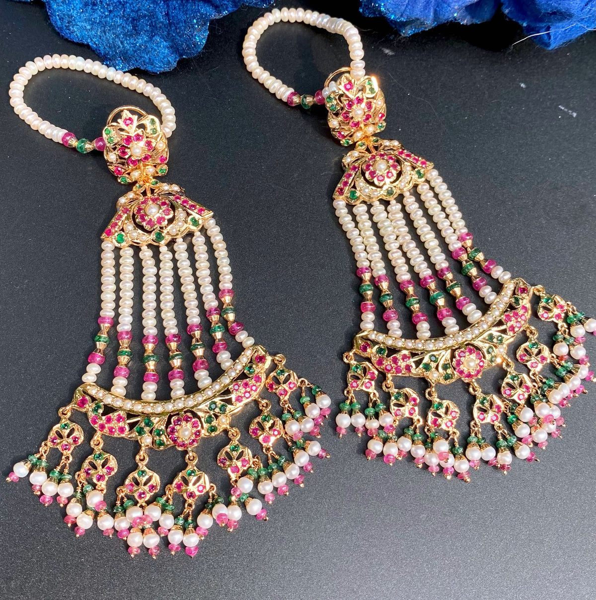 Statement Jadau Jhoomer Earrings | Gold Plated on Silver ER 819