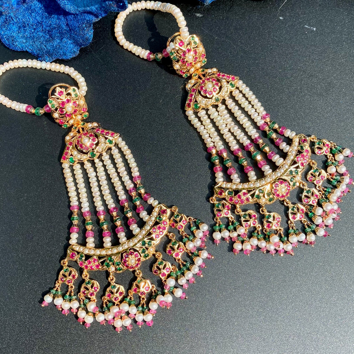 Statement Jadau Jhoomer Earrings | Gold Plated on Silver ER 819