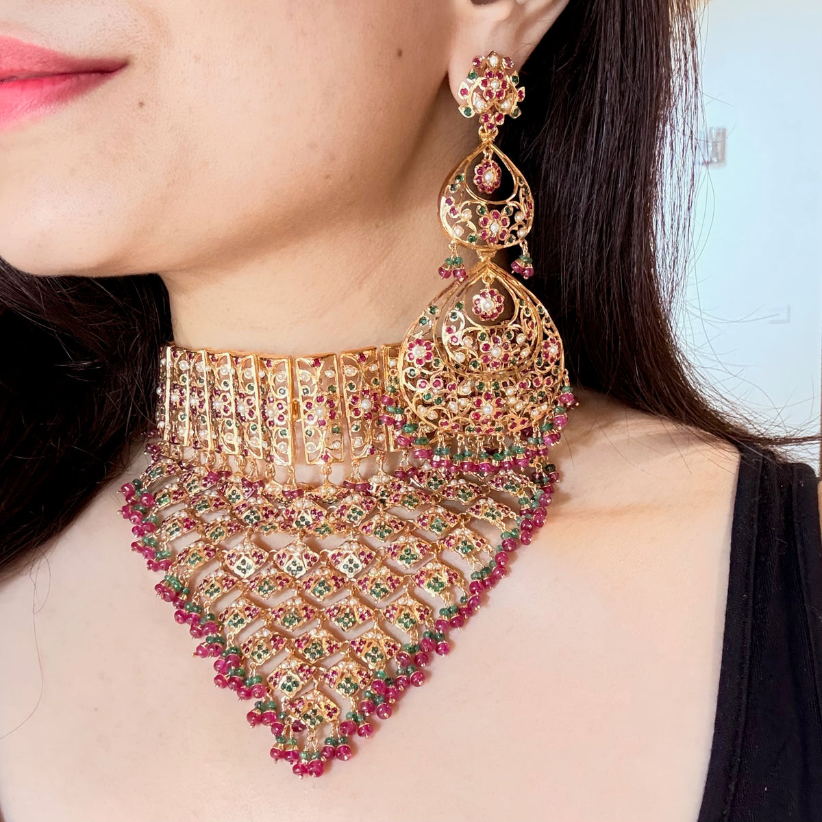 Statement Jadau Choker For Brides | Gold Plated on Silver NS 508