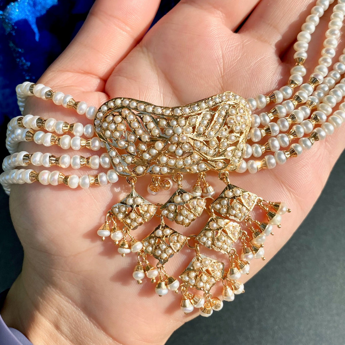 Jaal Wala Pearl Choker Set with Drop Earrings | Gold Plated on Silver NS 509
