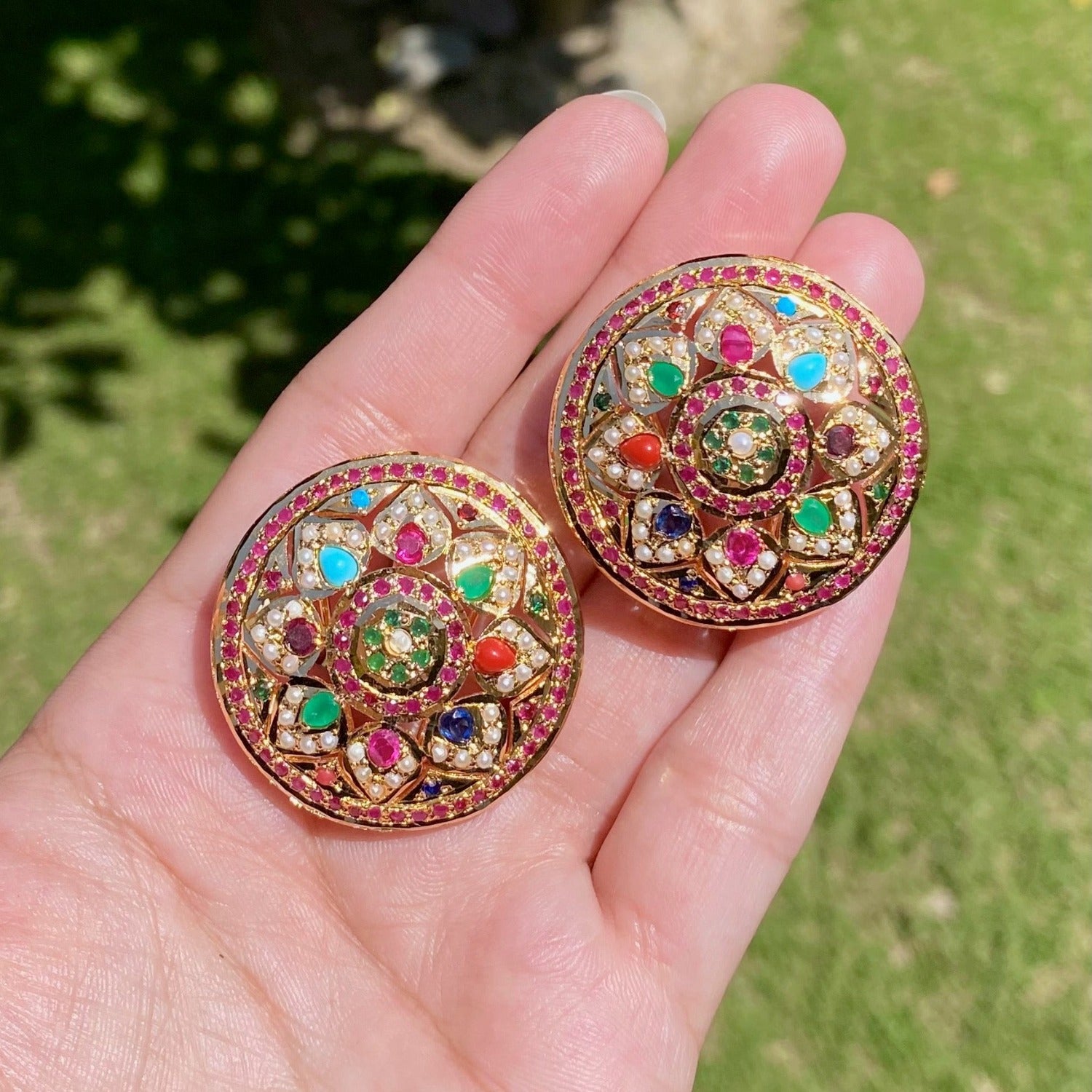 Navrattan Jadau Studs