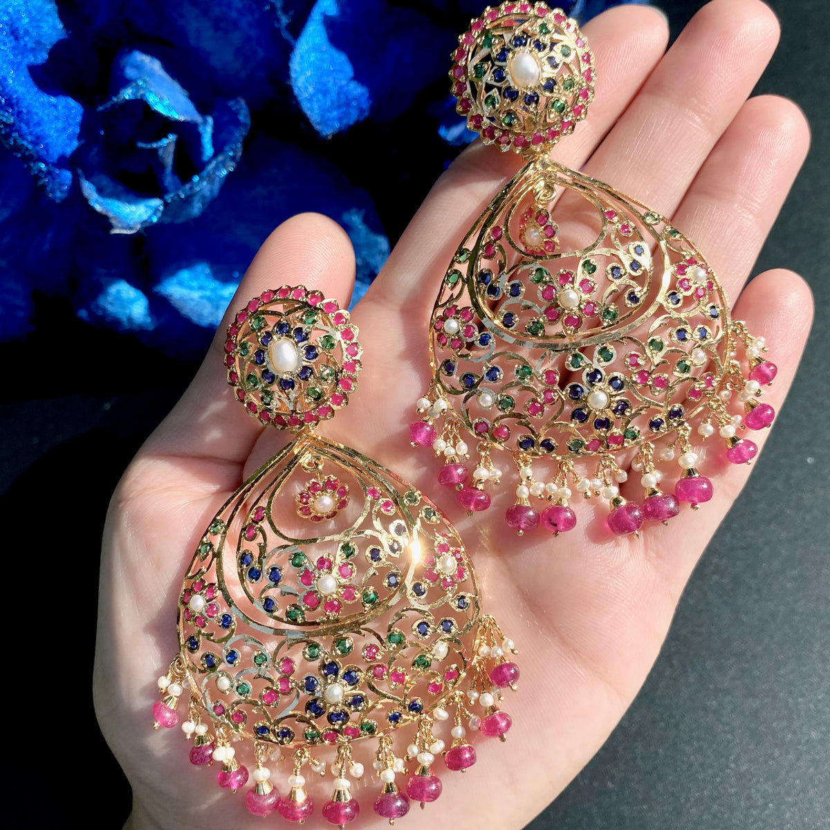 Bridal Wear Jadau Guluband with Multicolored Stones & Pearls | Gold Plated on Silver NS 507