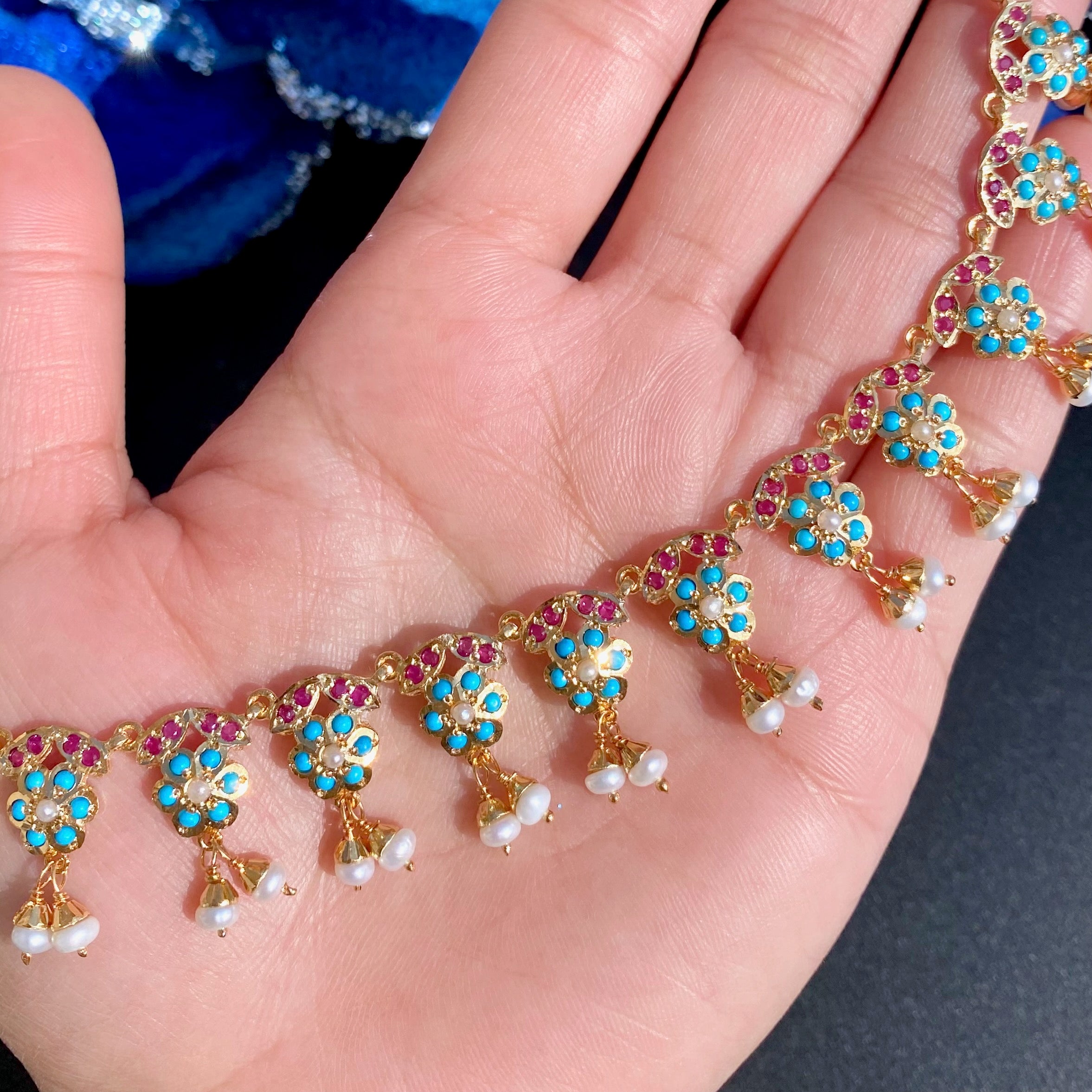 Dainty Jadau Necklace Set | Gold Plated on Silver NS 373