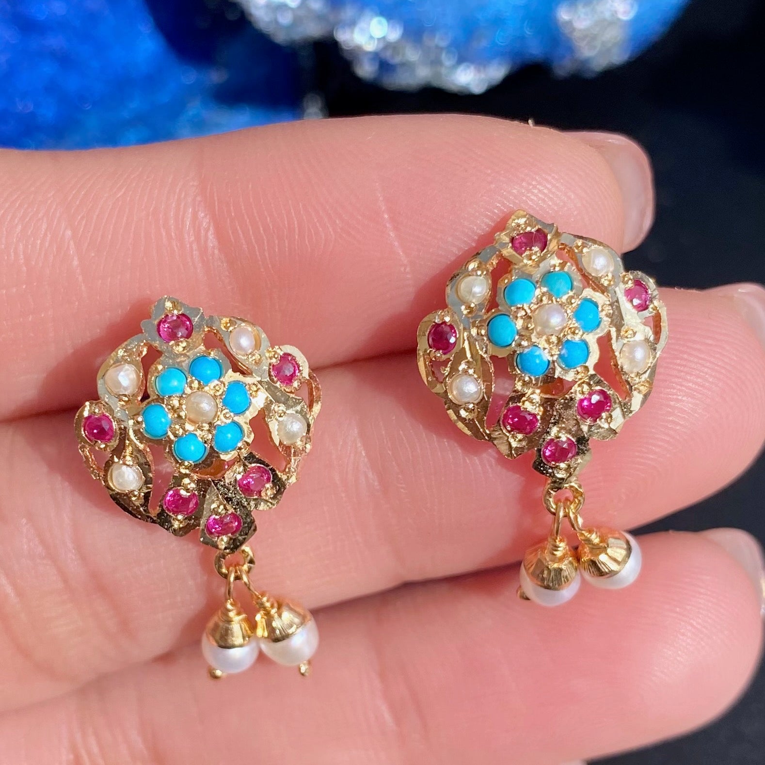 Dainty Jadau Necklace Set | Gold Plated on Silver NS 373