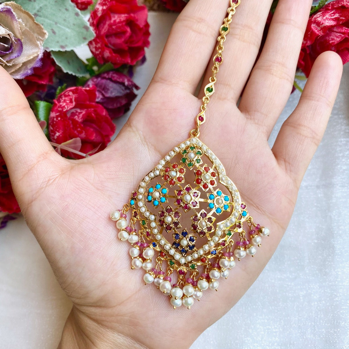 Oversized Maang Teeka For Women Traditional Punjabi Bridal Tikka TK 047