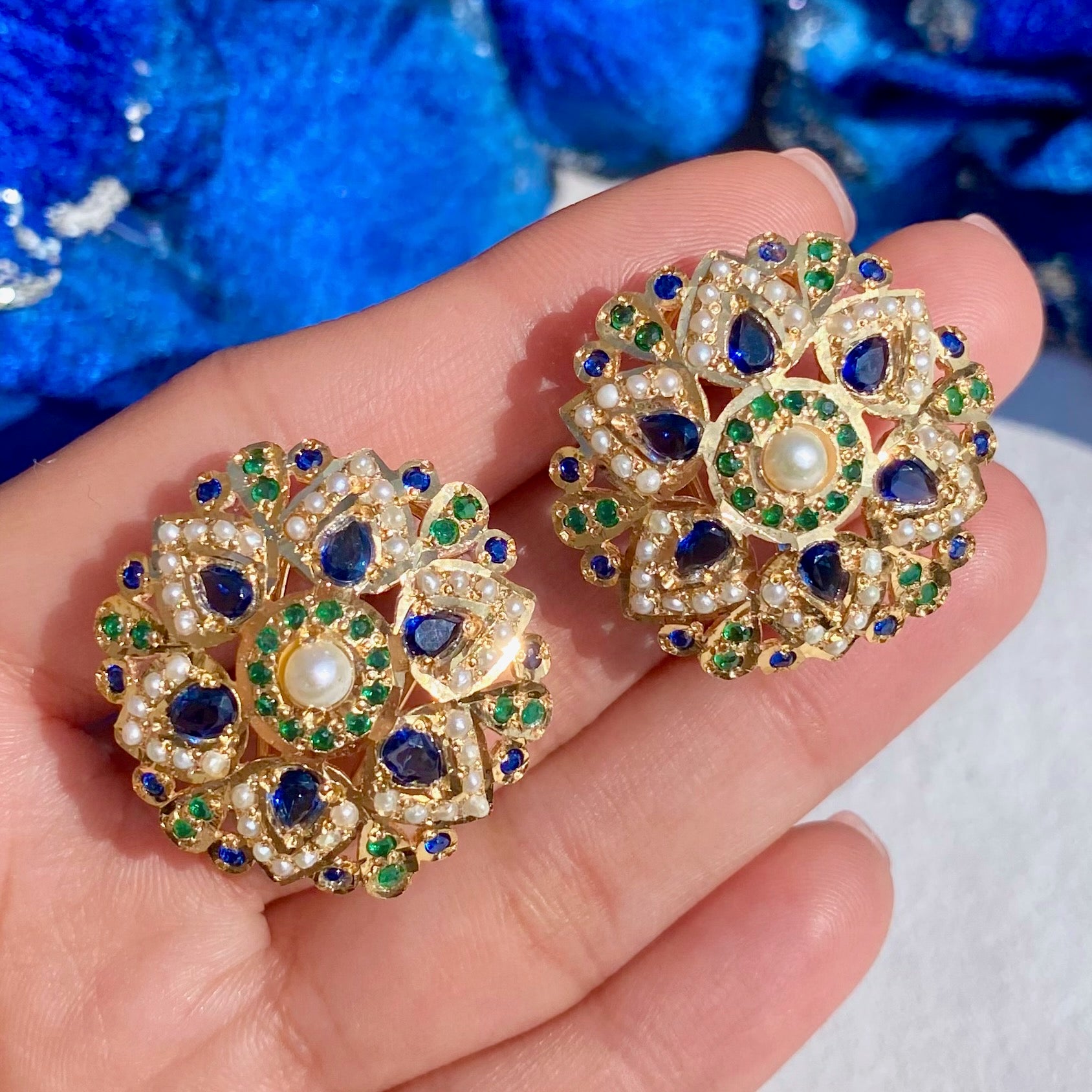 Womens Stud Earrings | Gold Plated on Silver | Jadau Earrings ER 485
