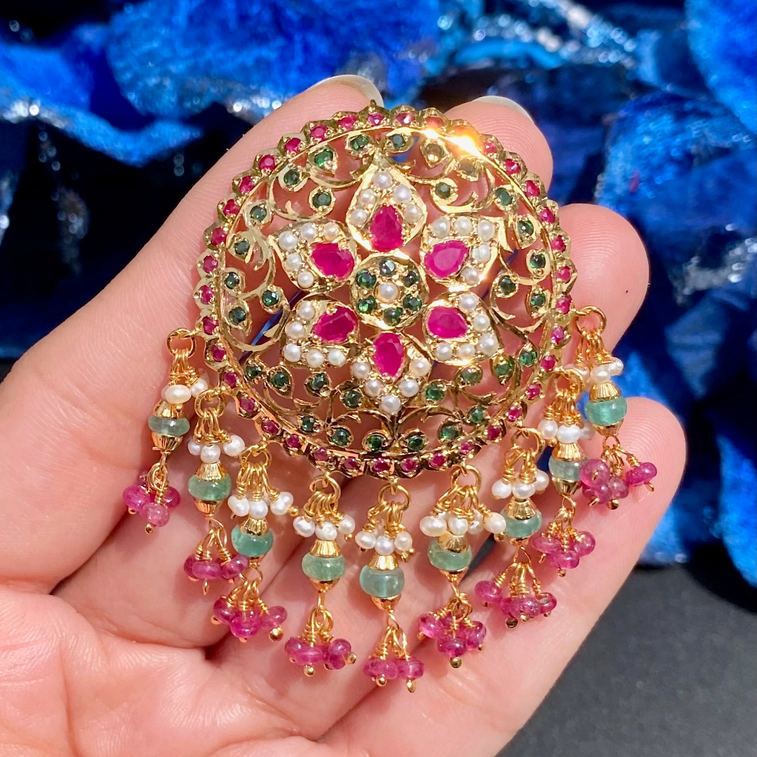 big jadau stud earrings