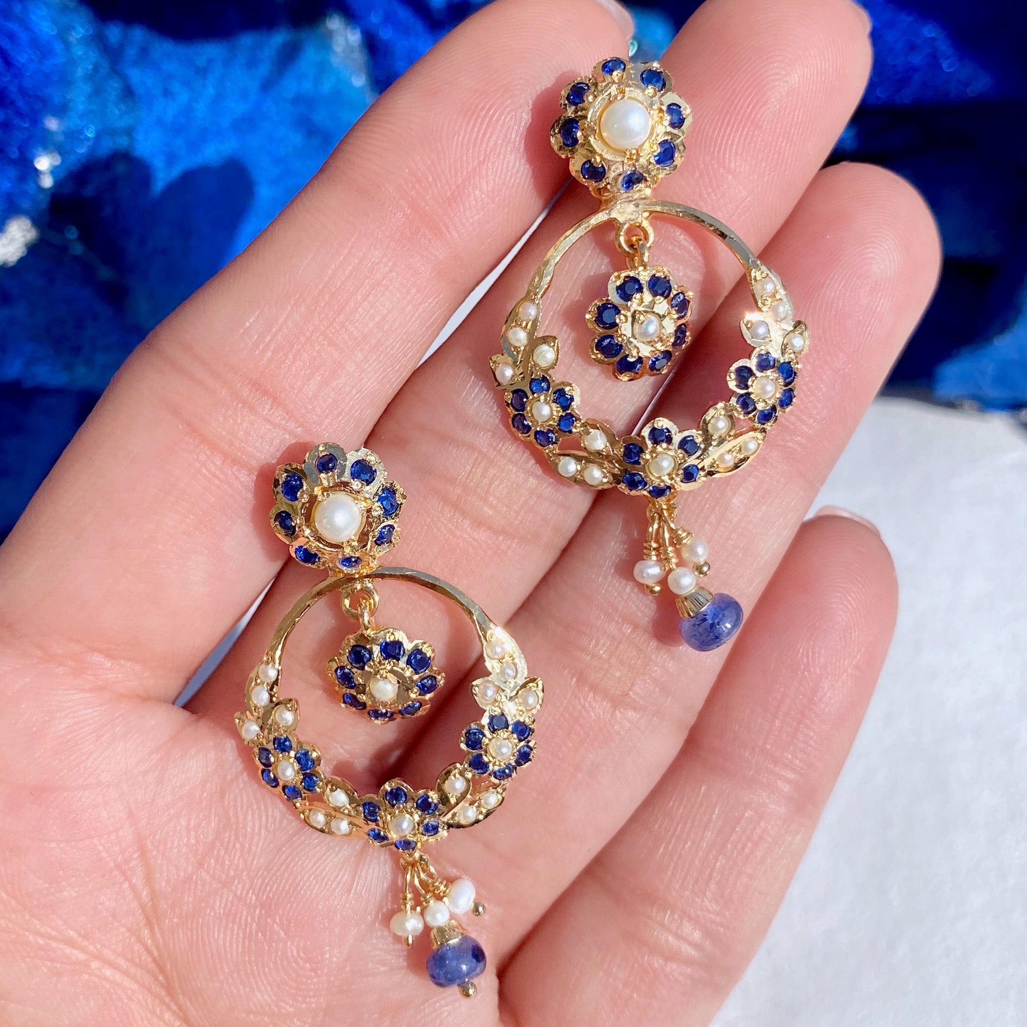 Small Jadau Earrings | 925 Silver Gold Plated | Chandbali Design ER 495