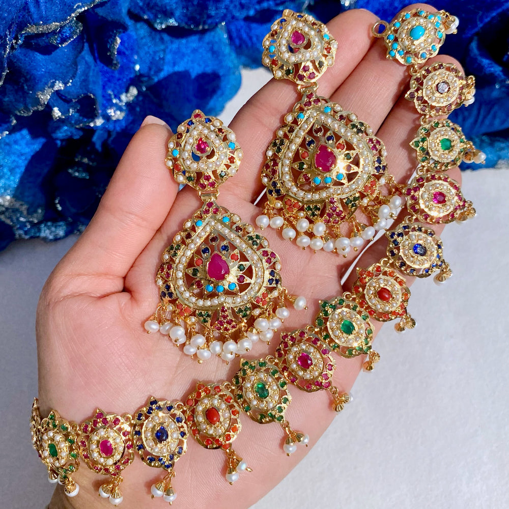 ruby emerald jadau necklace set
