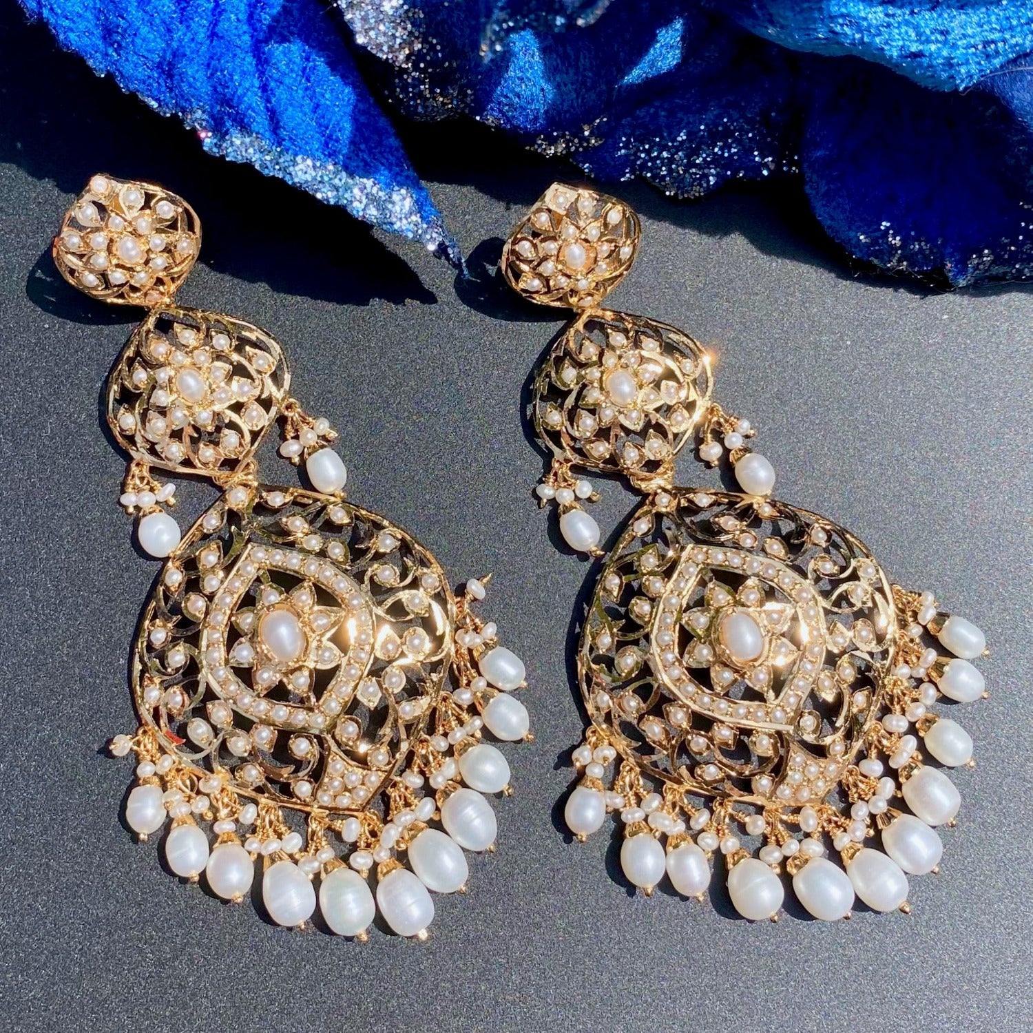 Pearl jadau earrings