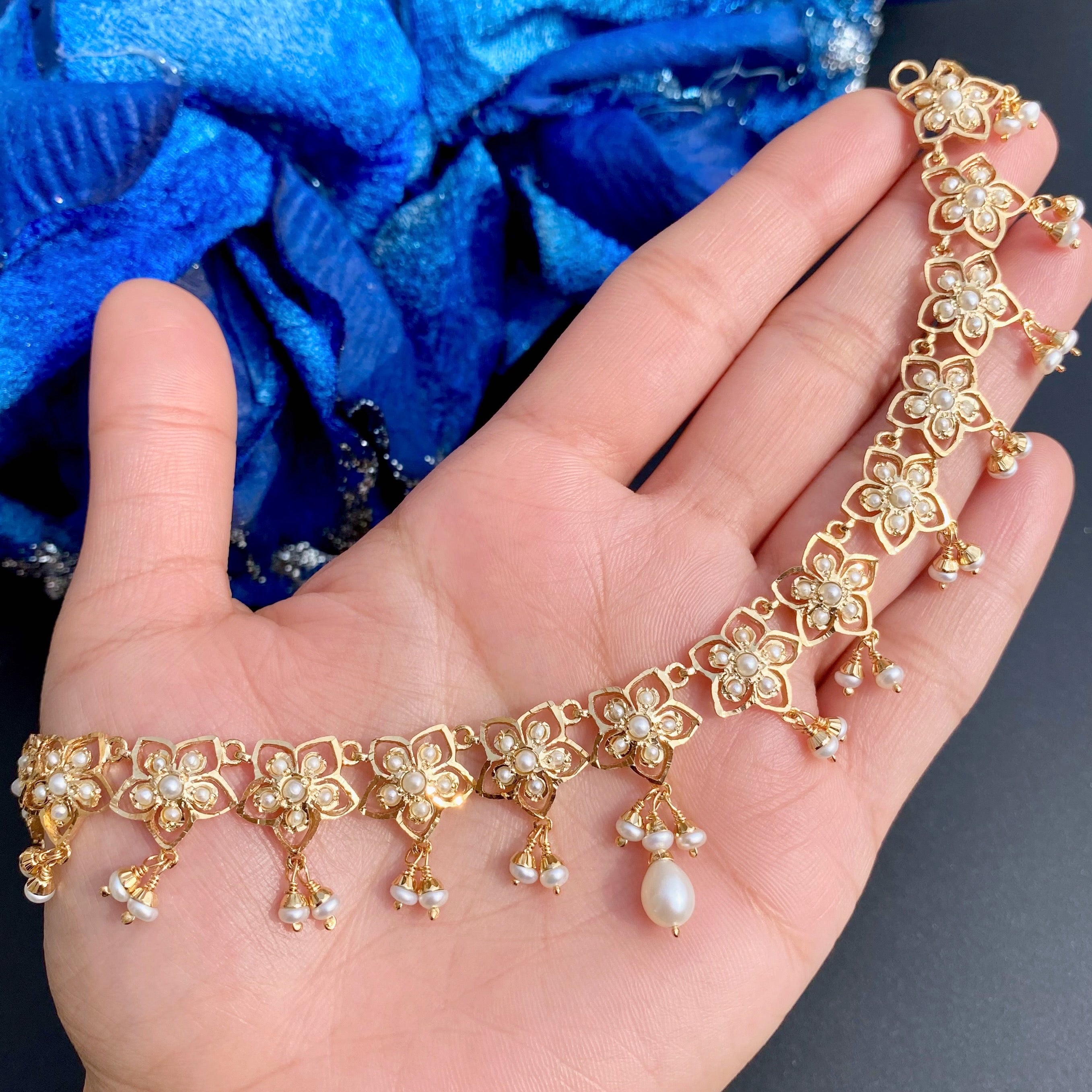 Unique Pearl Necklace Set | Dainty Design | Gold Plated on Silver NS 360