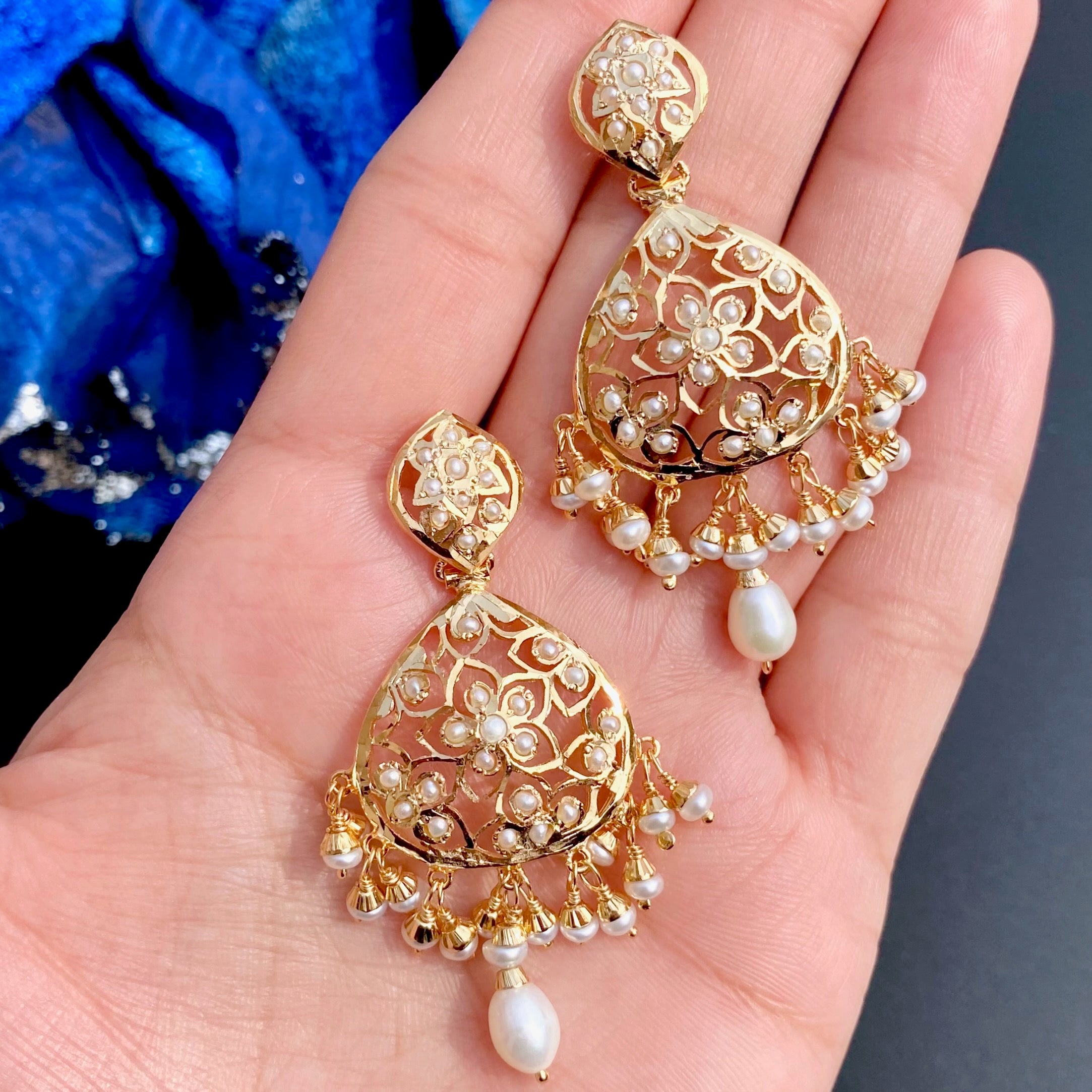 Unique Pearl Necklace Set | Dainty Design | Gold Plated on Silver NS 360
